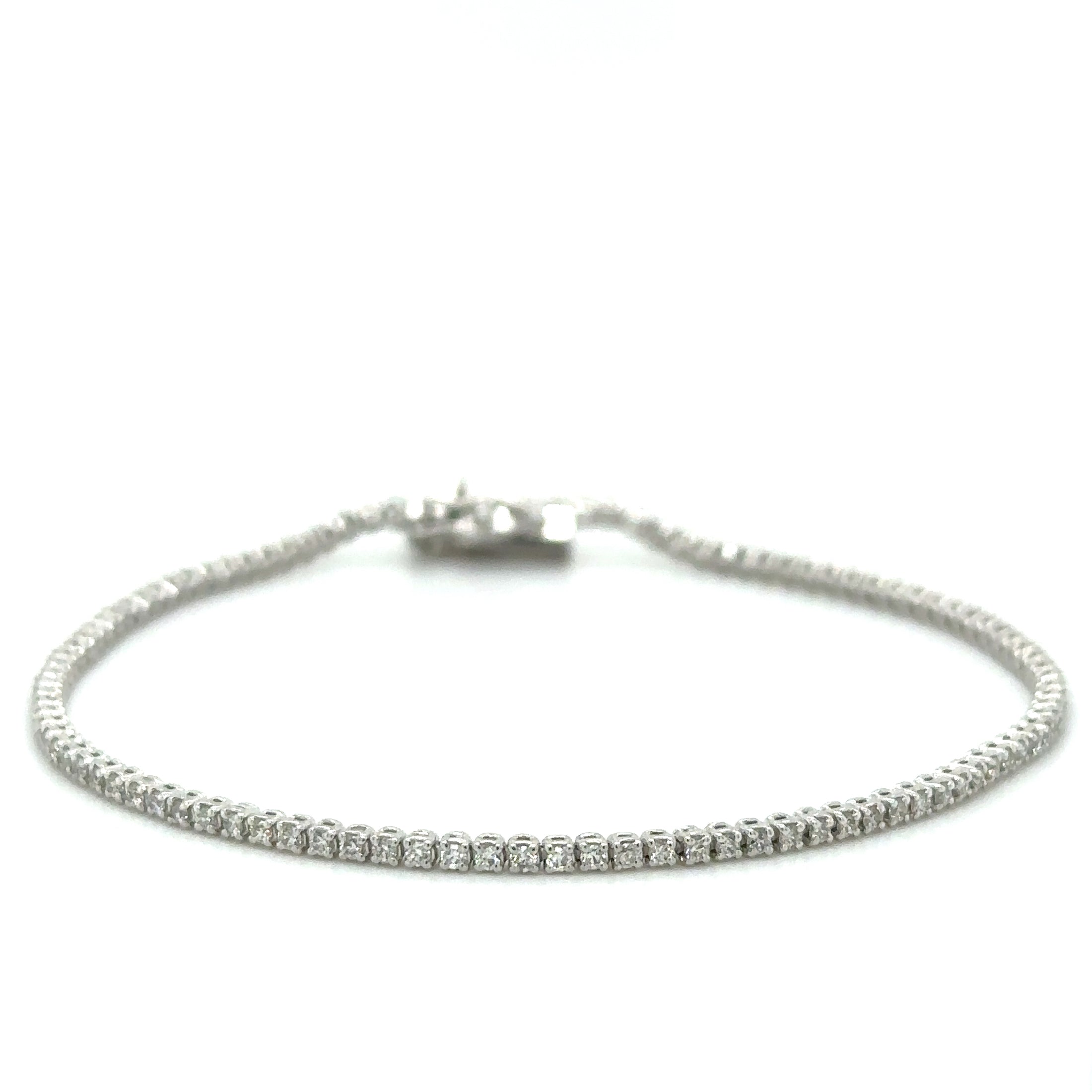 14K White Gold Diamond Tennis Bracelet 1.00 TCW