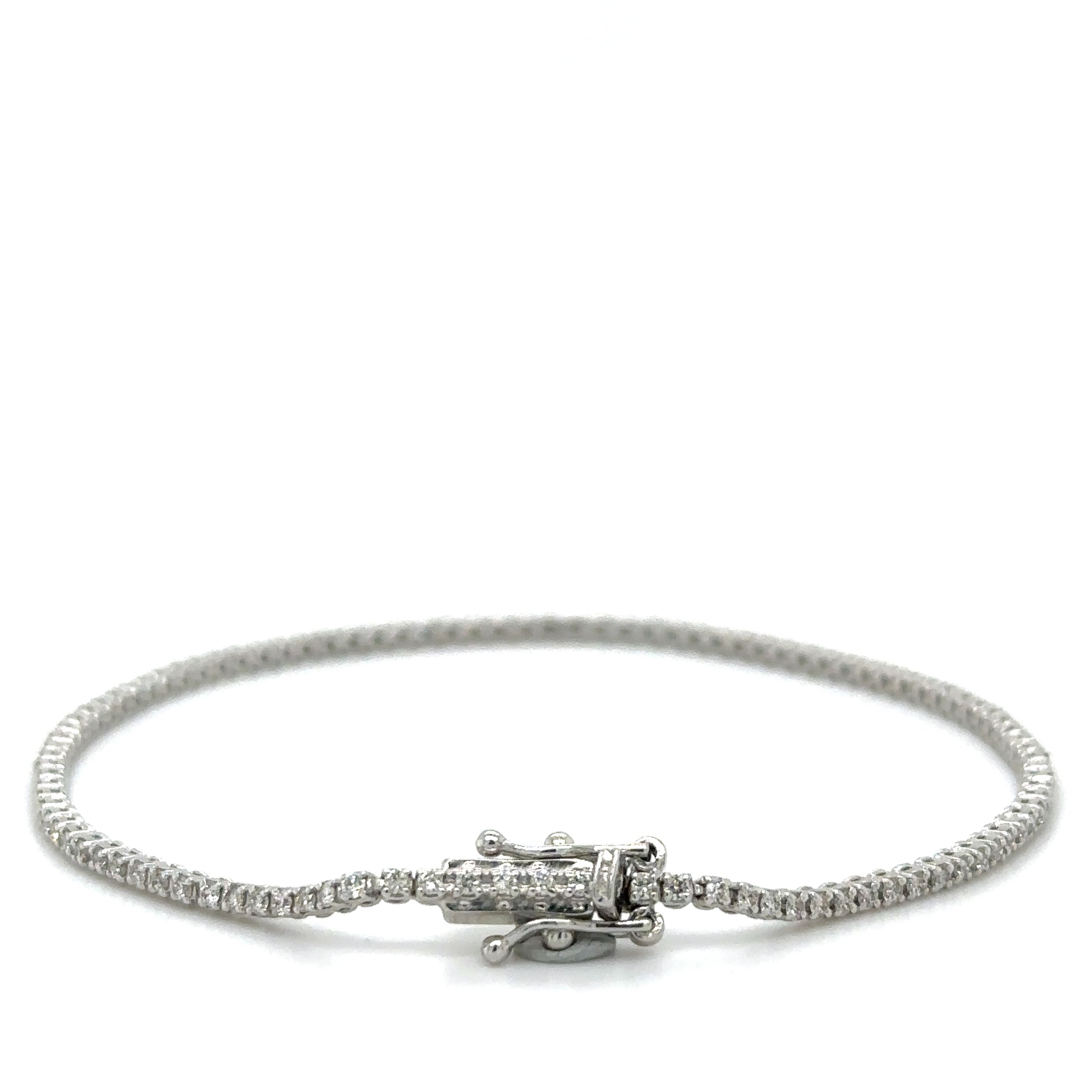 14K White Gold Diamond Tennis Bracelet 1.00 TCW