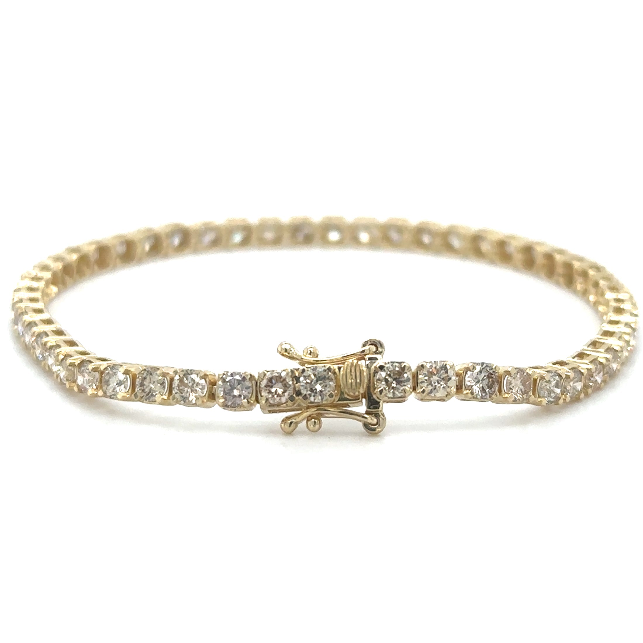 14K Yellow Gold Champagne Diamonds Tennis Bracelet 5.00 TCW