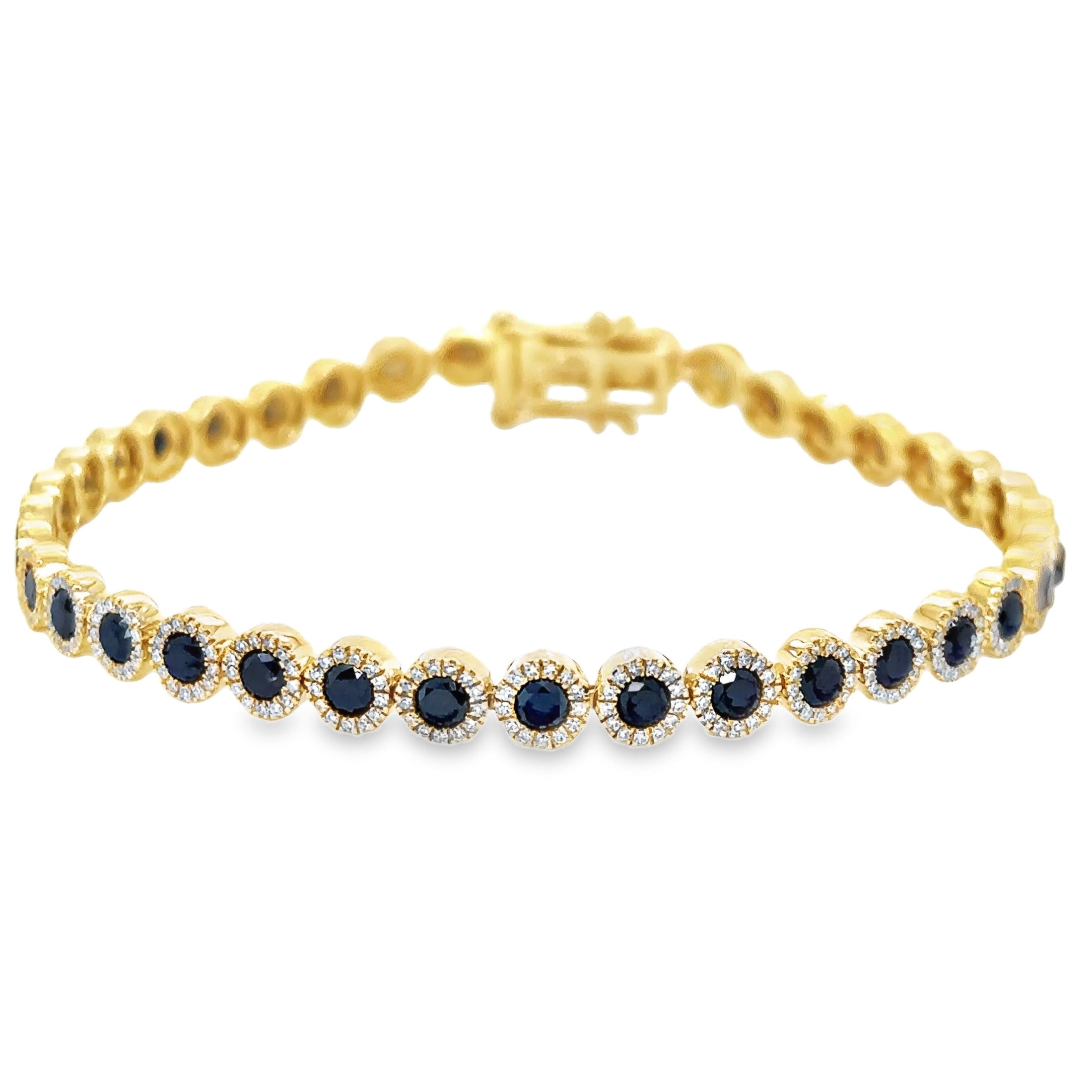 14K Yellow Gold Black & White Diamond Tennis Bracelet 0.83 TCW