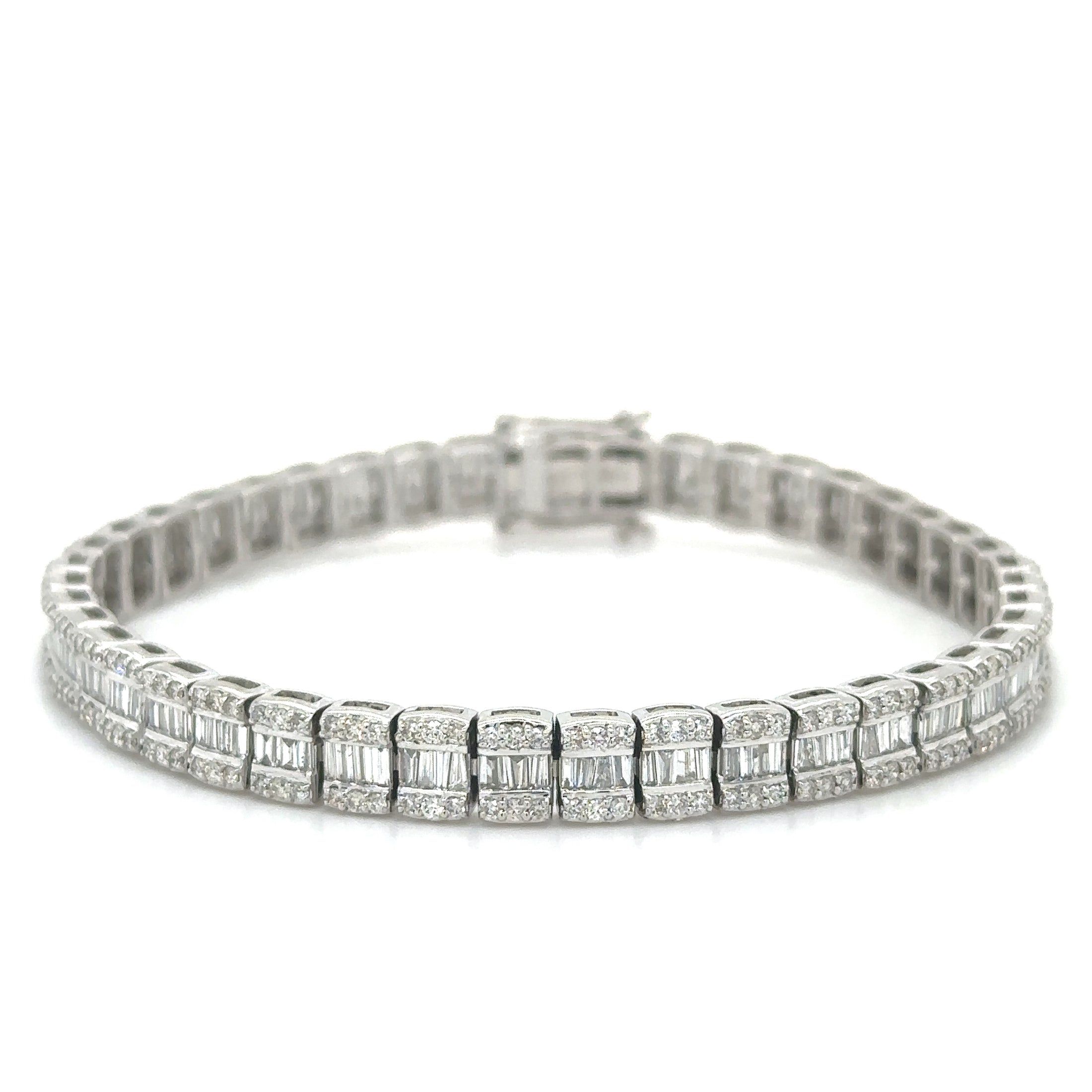 14K White Gold Diamond Bracelet 3.58 TCW