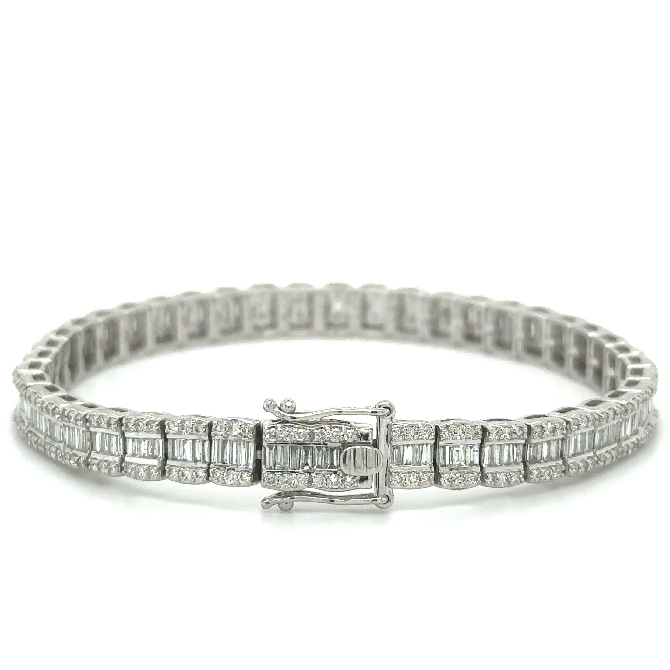 14K White Gold Diamond Bracelet 3.58 TCW
