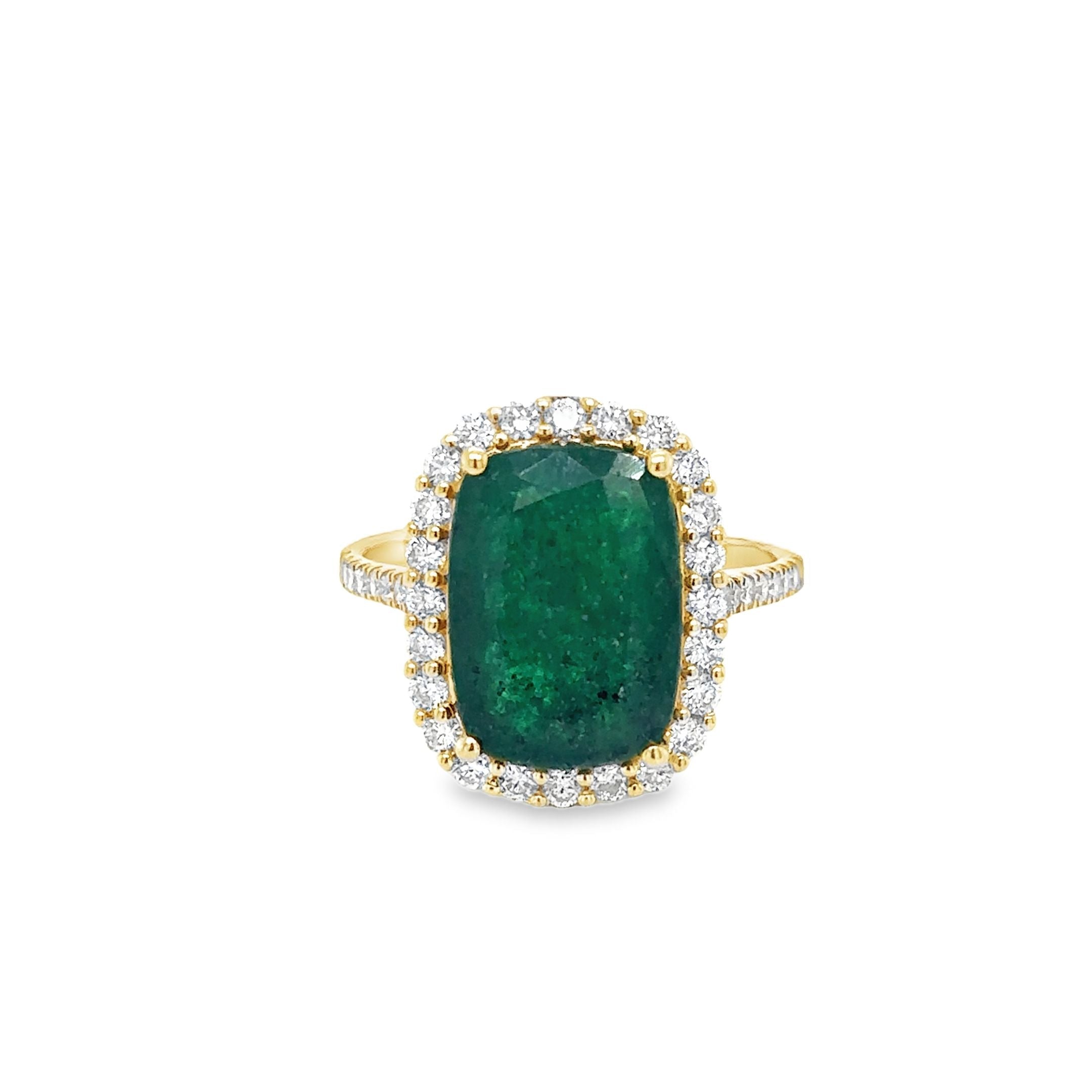 14K Yellow Gold Emerald & Diamonds Ring 5.49 TCW