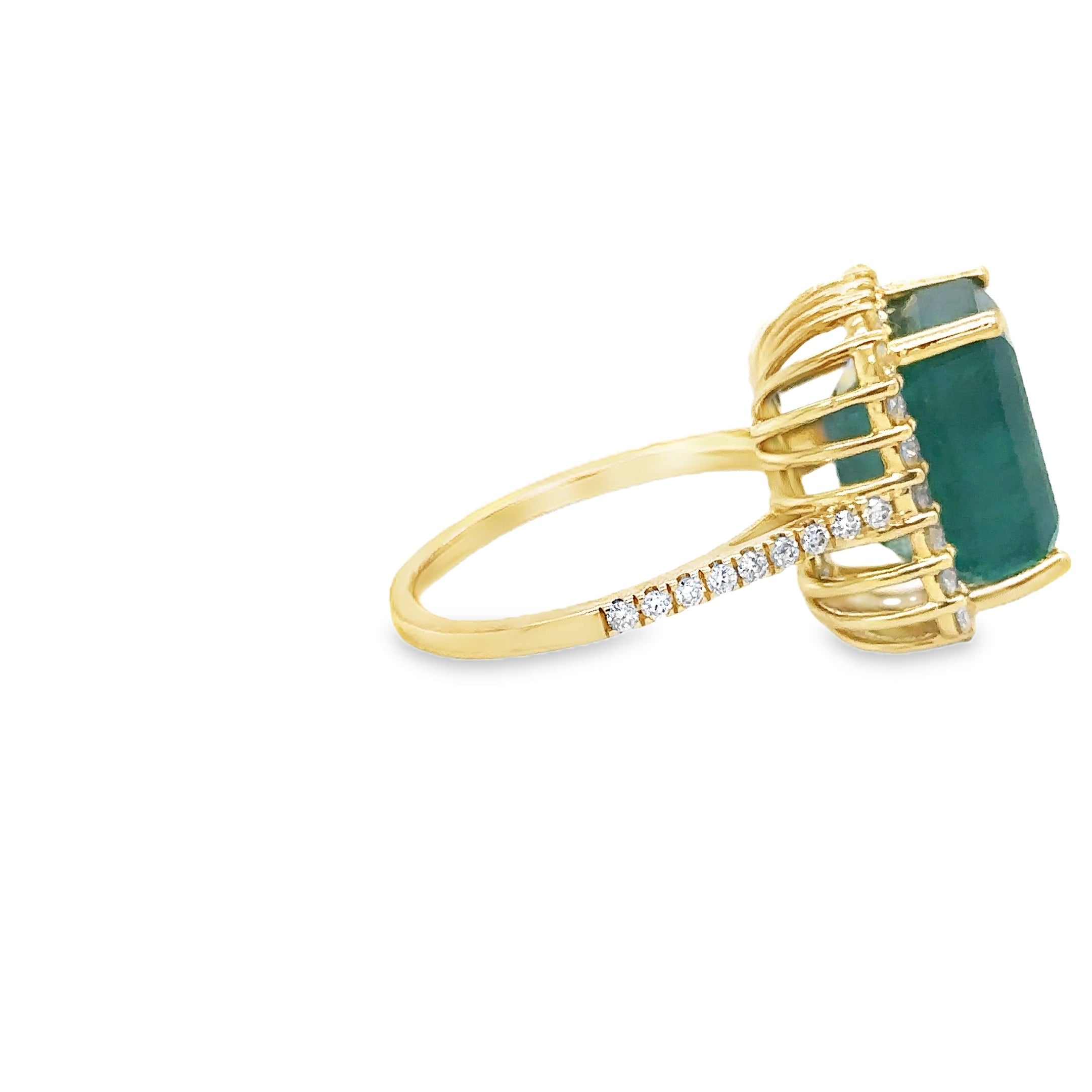 14K Yellow Gold Emerald & Diamonds Ring 9.91 TCW