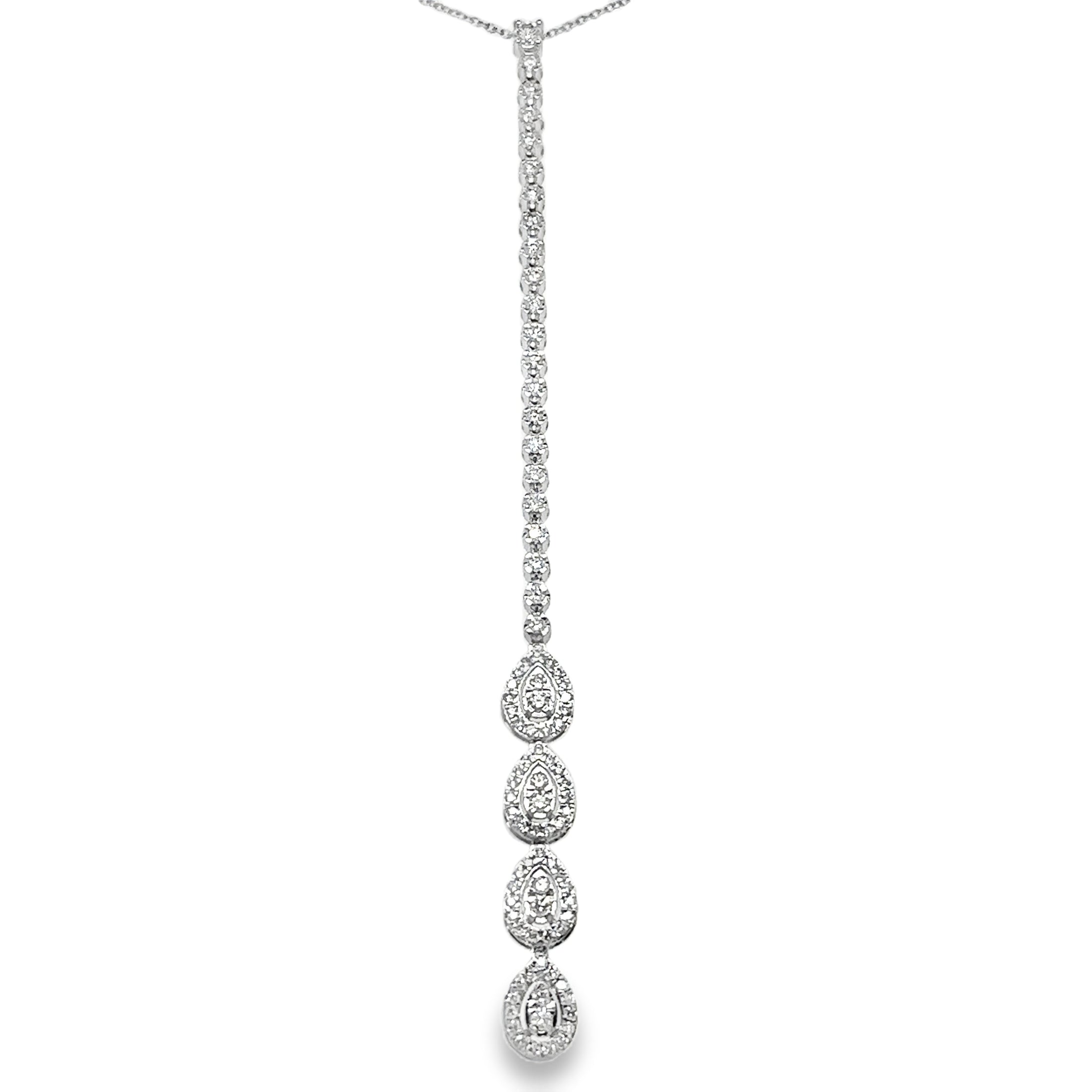 18K White Gold Diamond Necklace 0.96 TCW