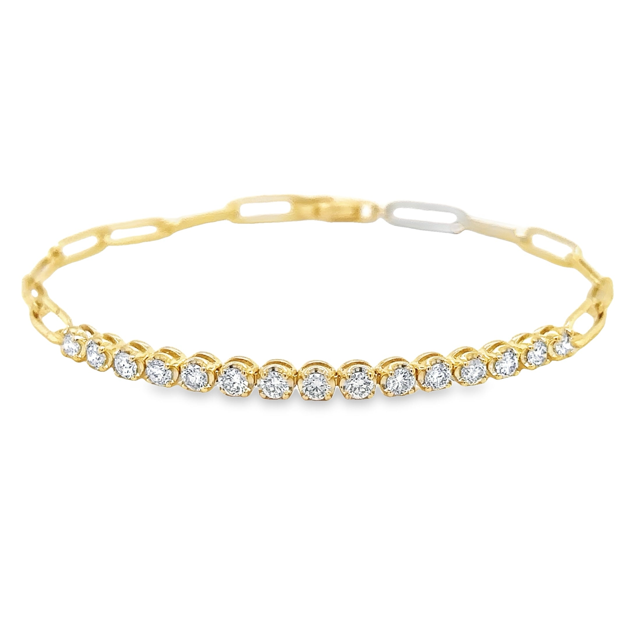 14K Yellow Gold Diamond Tennis Bracelet With Paperclip 0.55 TCW