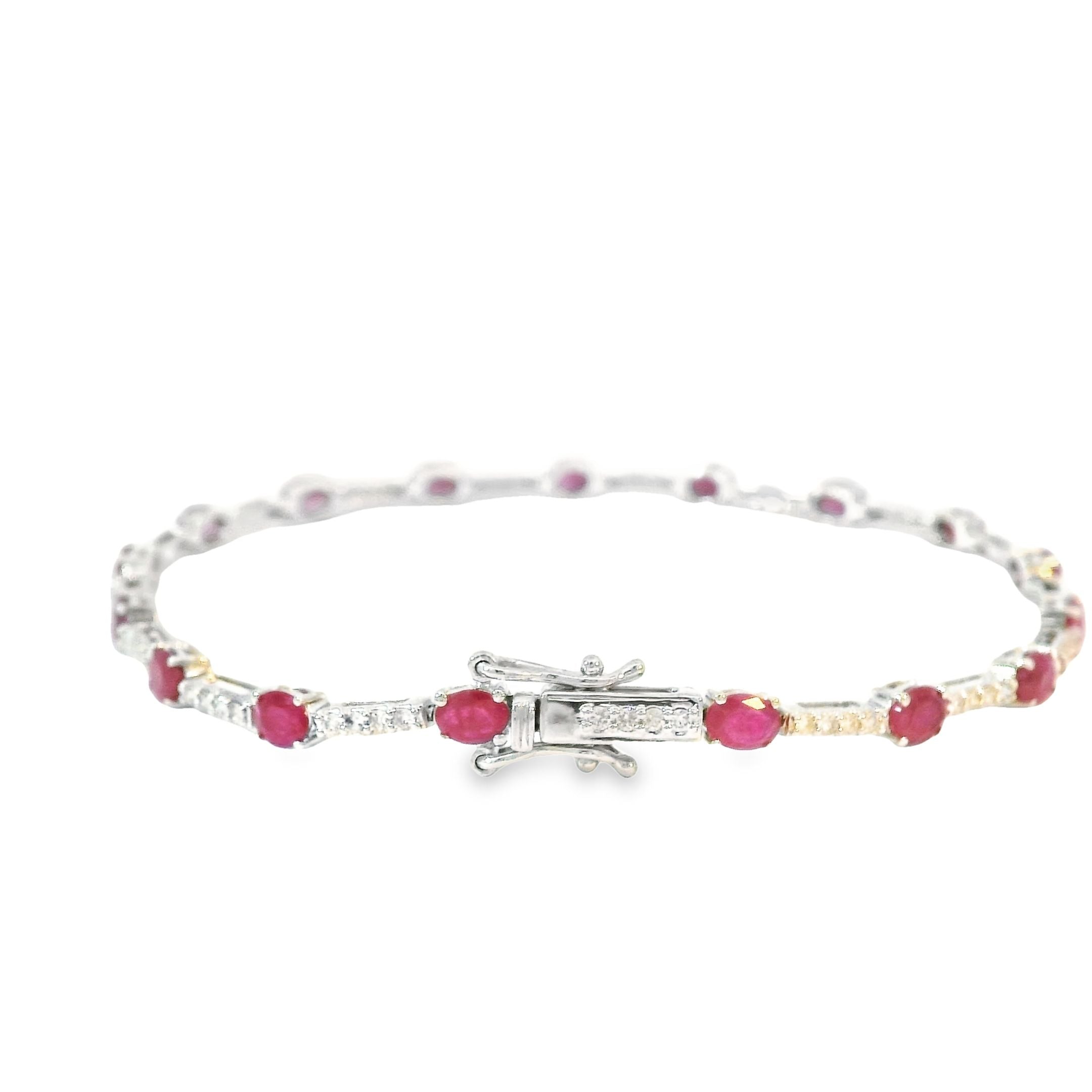 14K Yellow Gold Ruby & Diamonds Bracelet 3.68 TCW