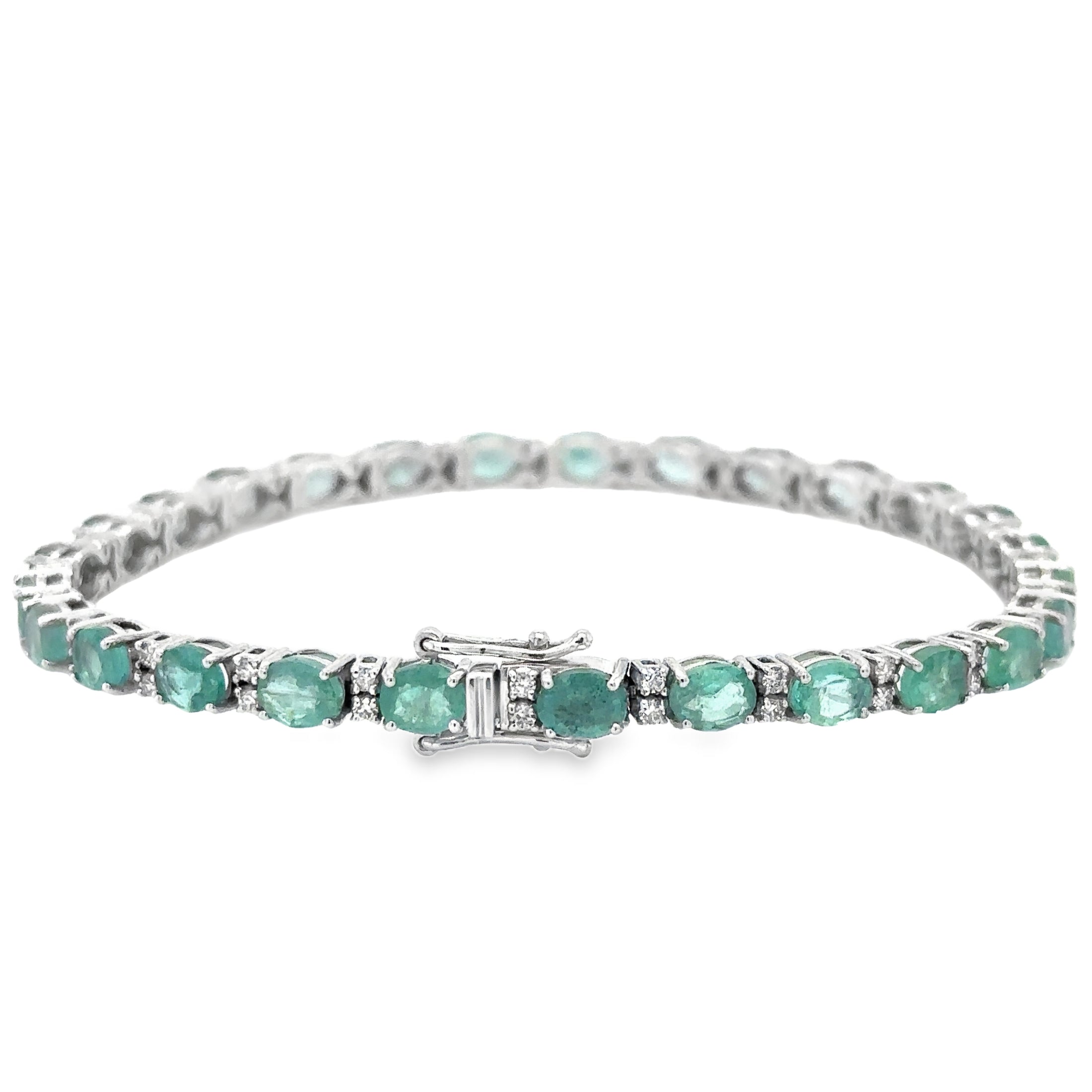 14K Yellow Gold Emerald & Diamonds Bracelet 9.64 TCW