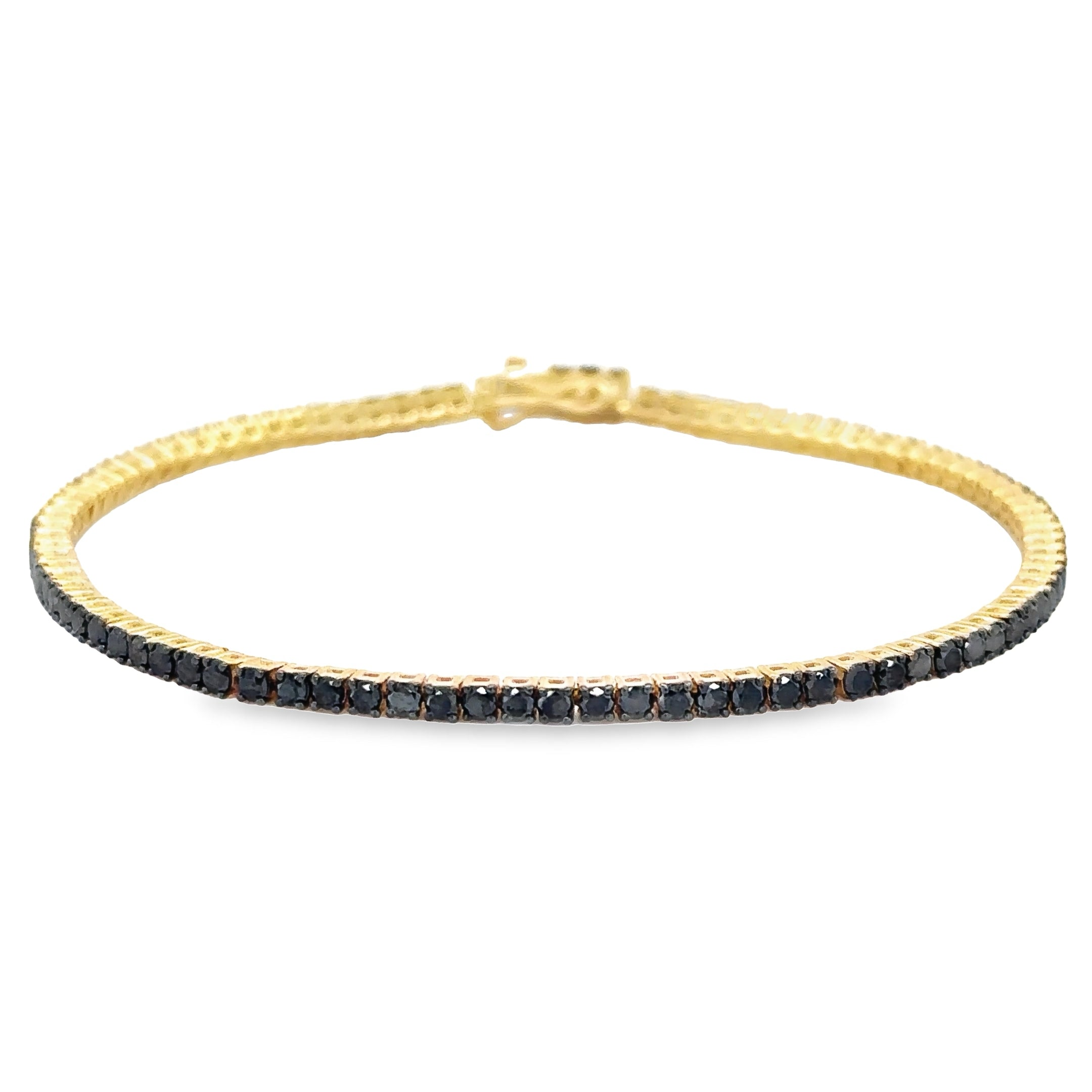 14K Yellow Gold Black Diamond Tennis Bracelet 2.58 TCW