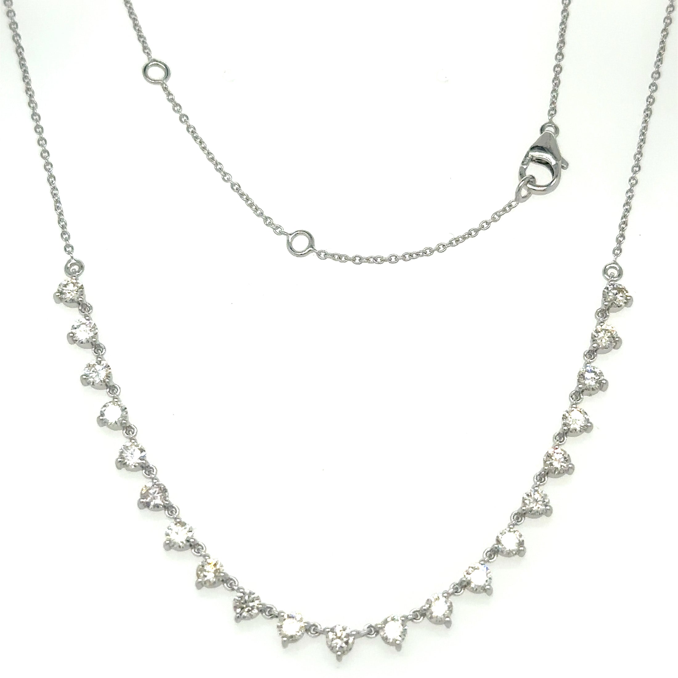 14K White Gold Necklace With Diamonds 2.06 TCW