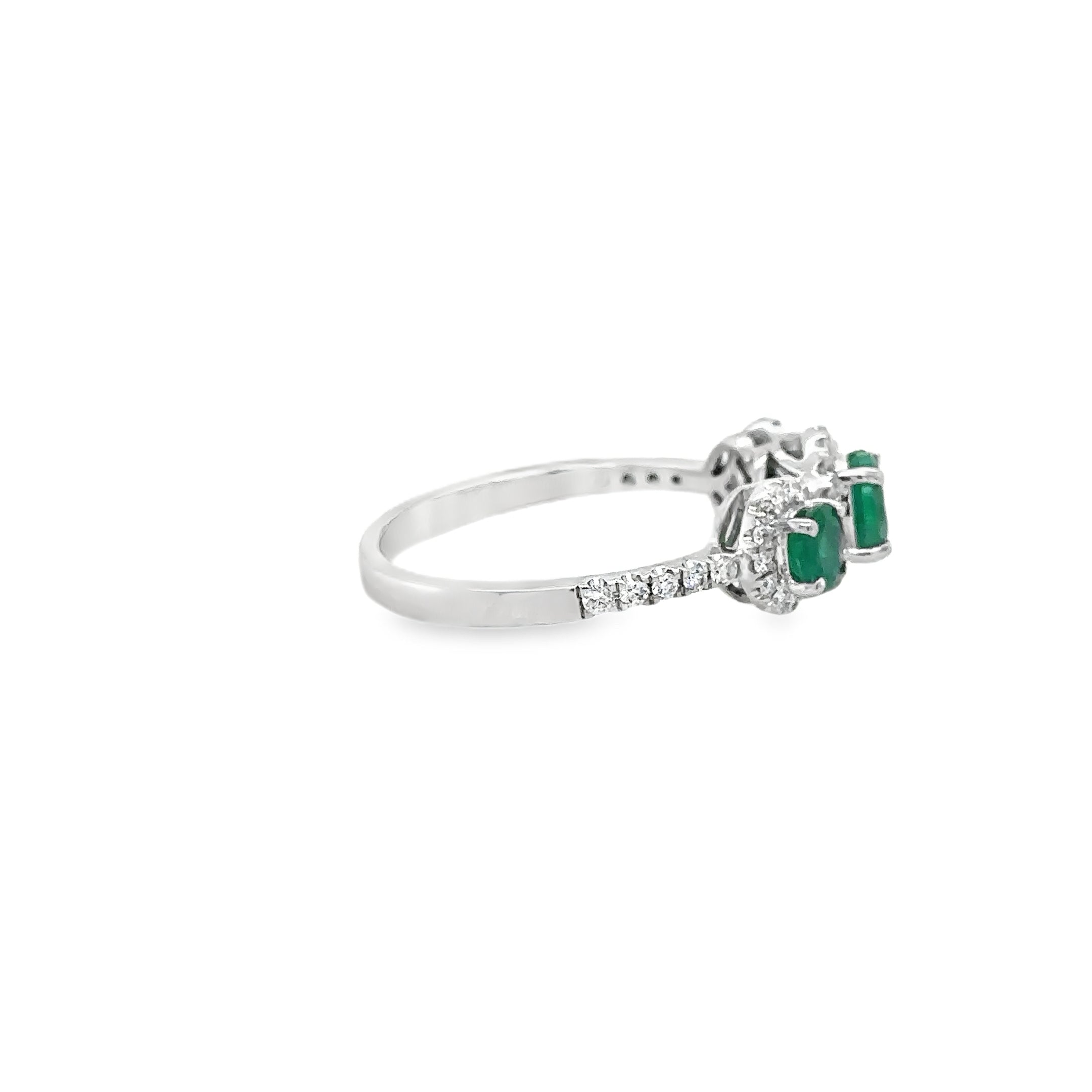 14K White Gold Emerald & Diamonds Ring 1.24 TCW
