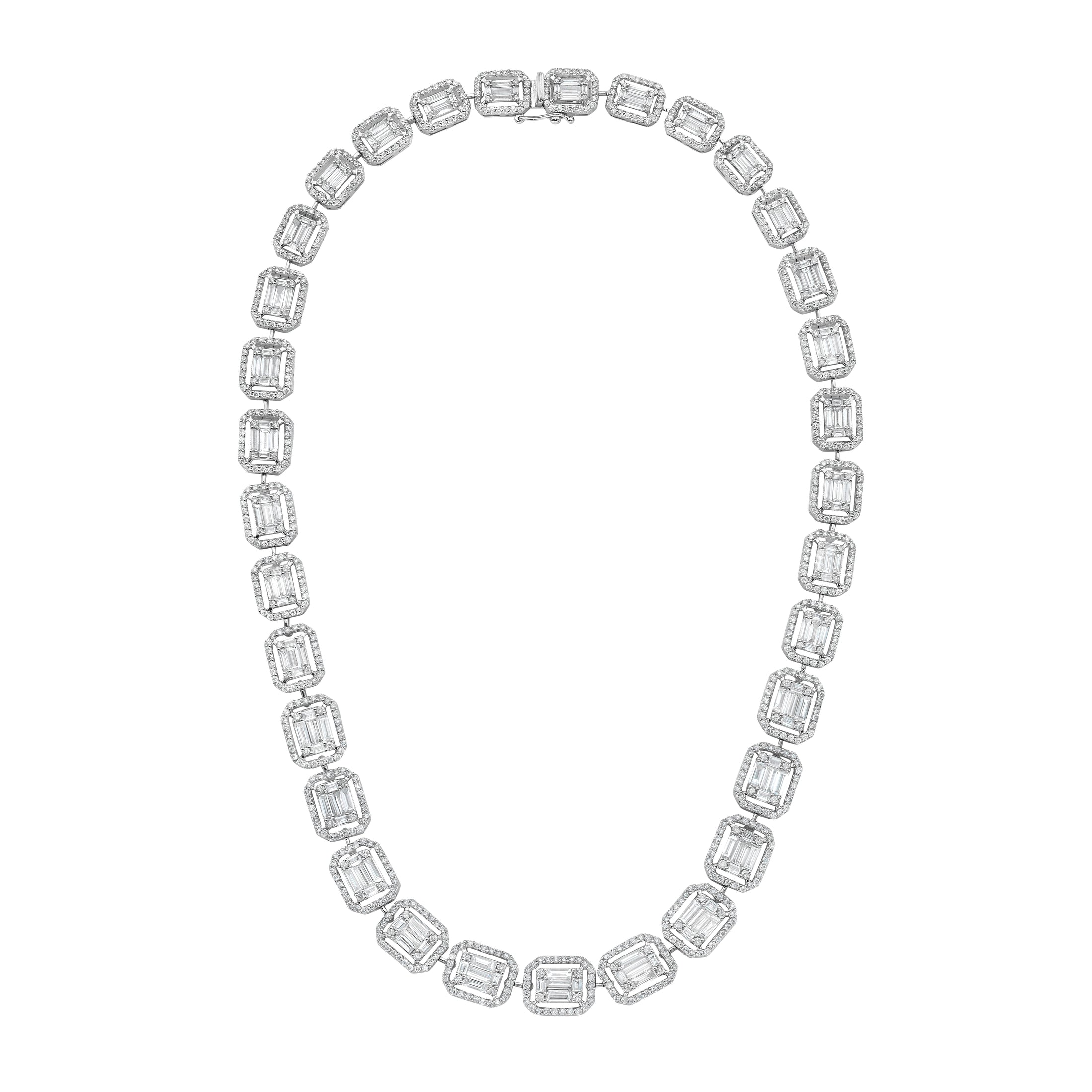 18K White Gold Diamond Necklace 15.8 TCW