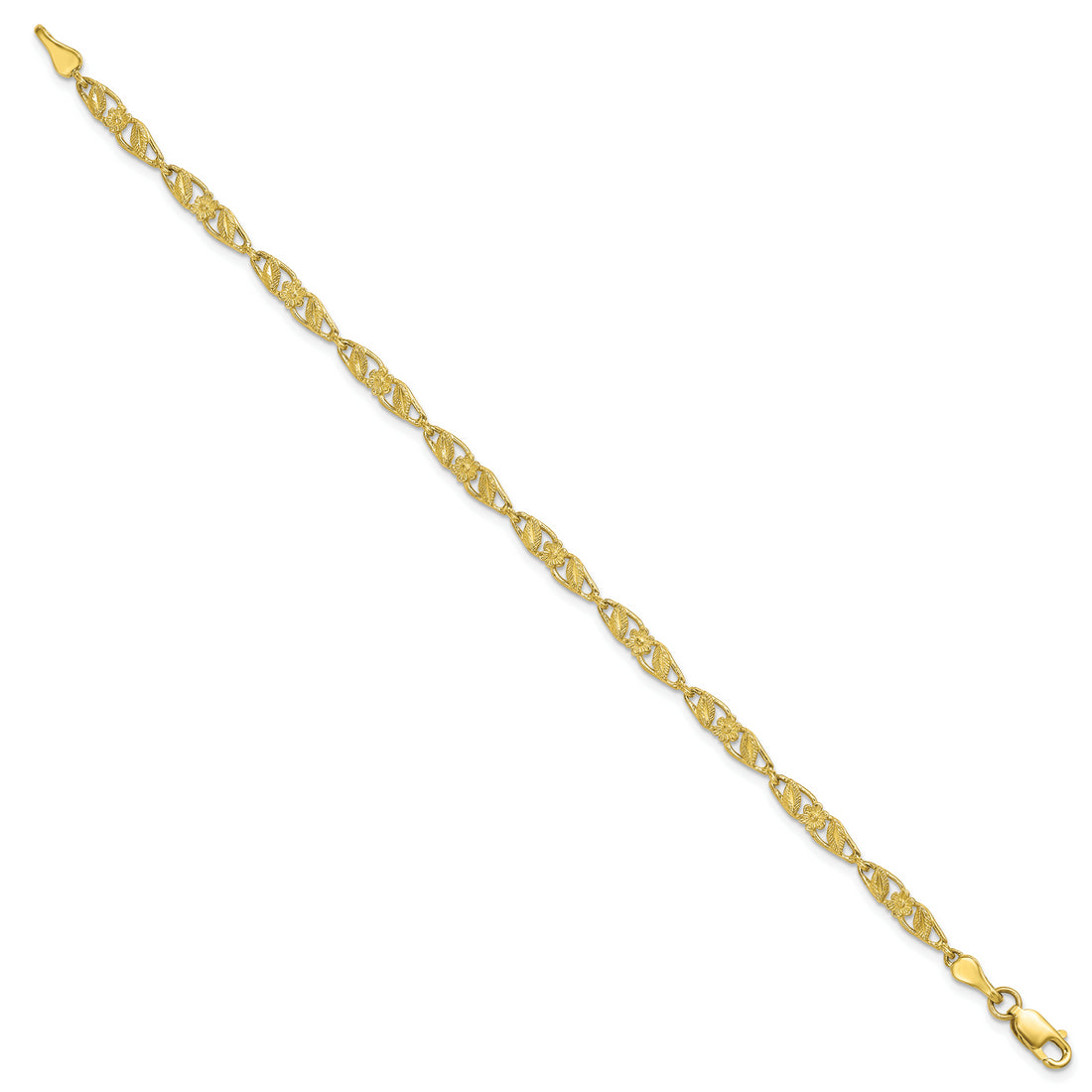 Flower Chain Bracelet In 10k Yellow Gold