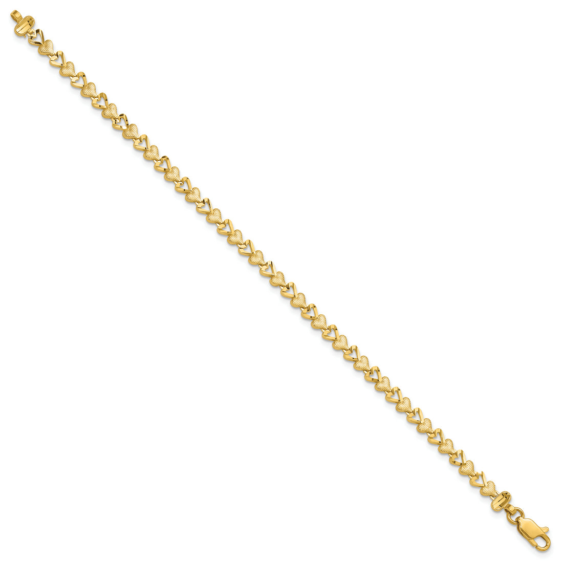 Heart Chain Bracelet In 10k Yellow Gold