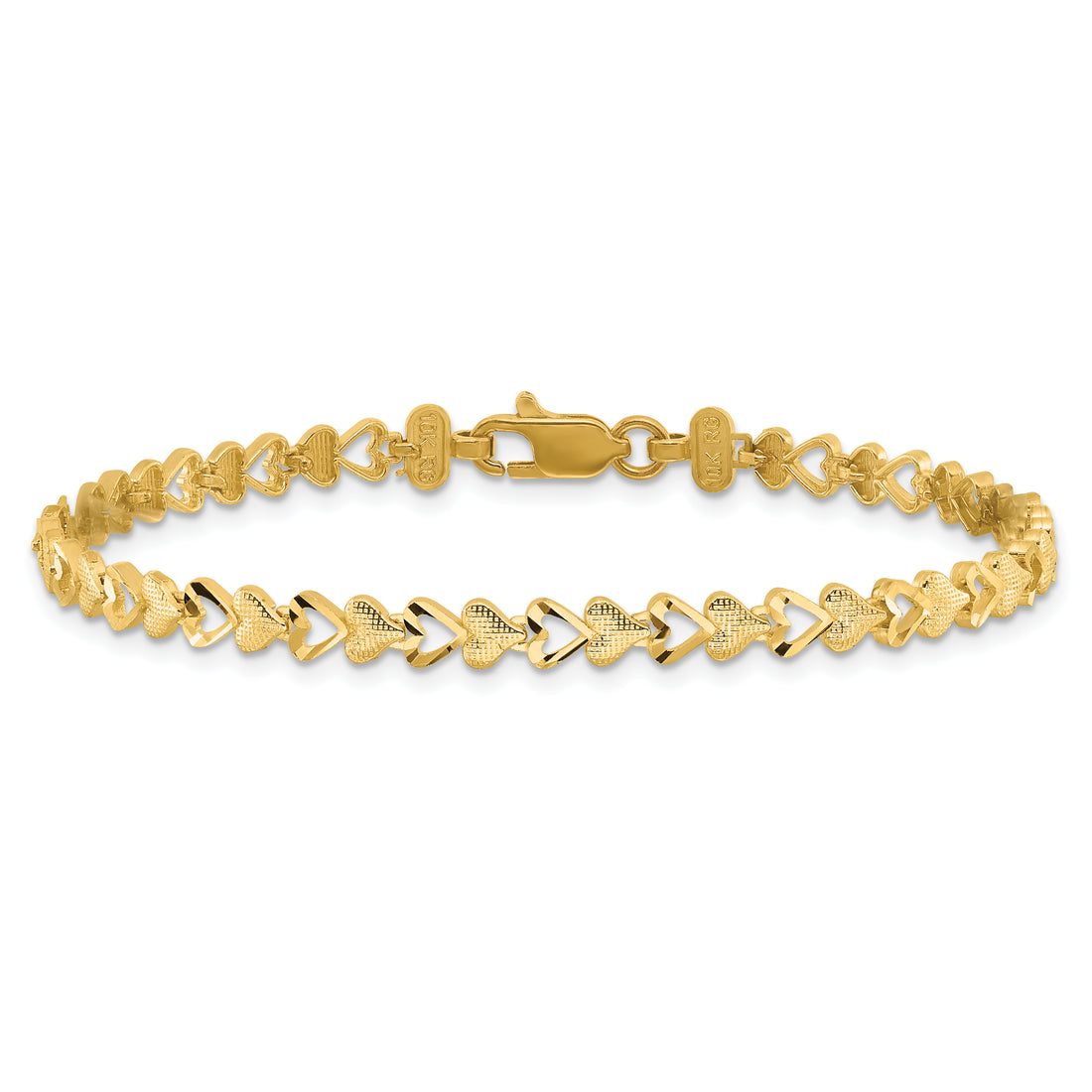 Heart Chain Bracelet In 10k Yellow Gold