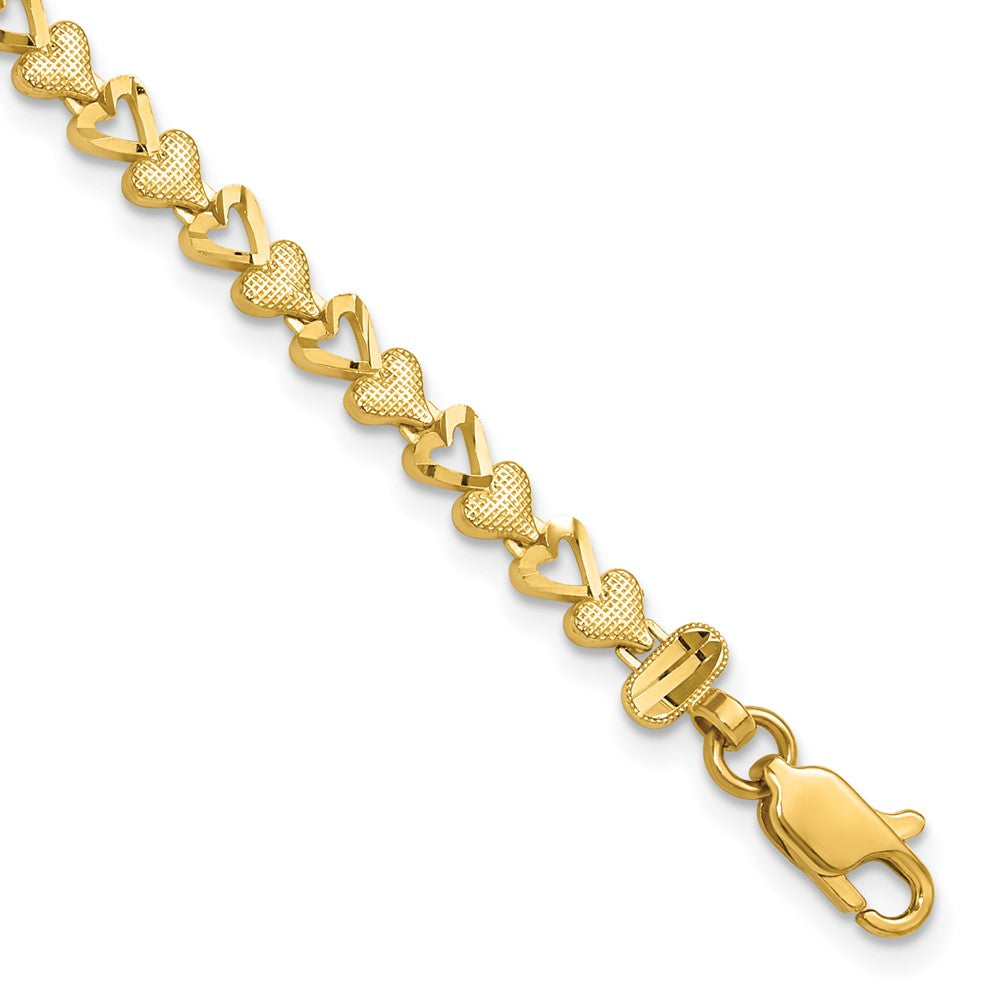 Heart Chain Bracelet In 10k Yellow Gold