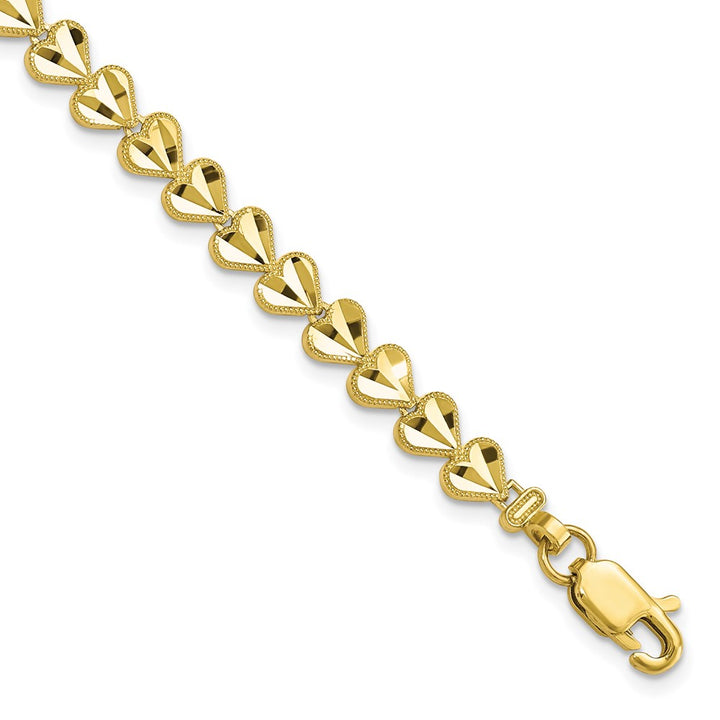 Heart Chain Bracelet In 10k Yellow Gold 1