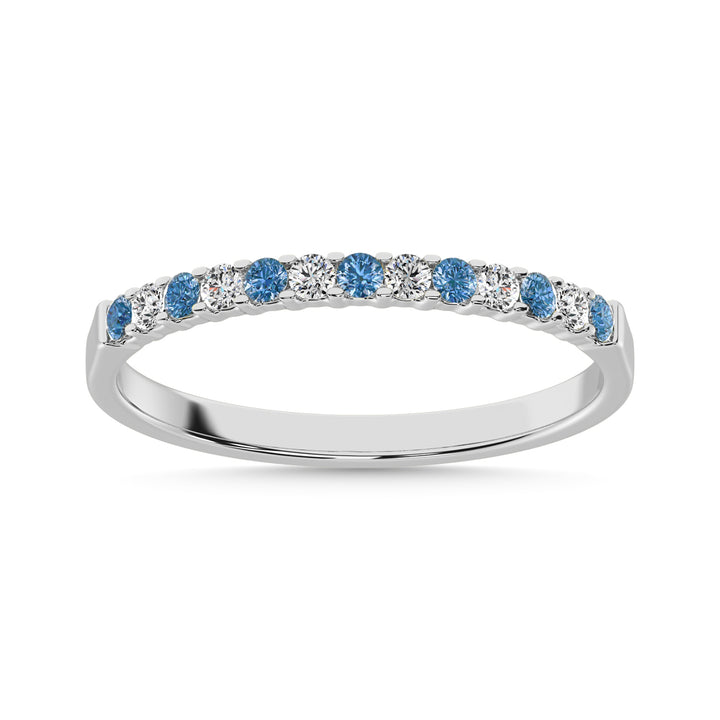 Diamond & Blue diamond Anniversary Stackable Ring In 14k White & Gold