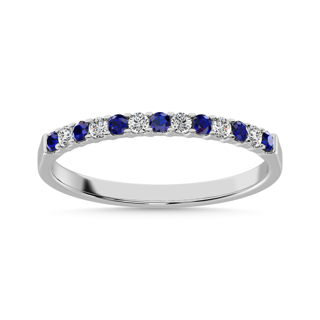 Diamond & Sapphire Anniversary Stackable Ring In 14k White & Gold