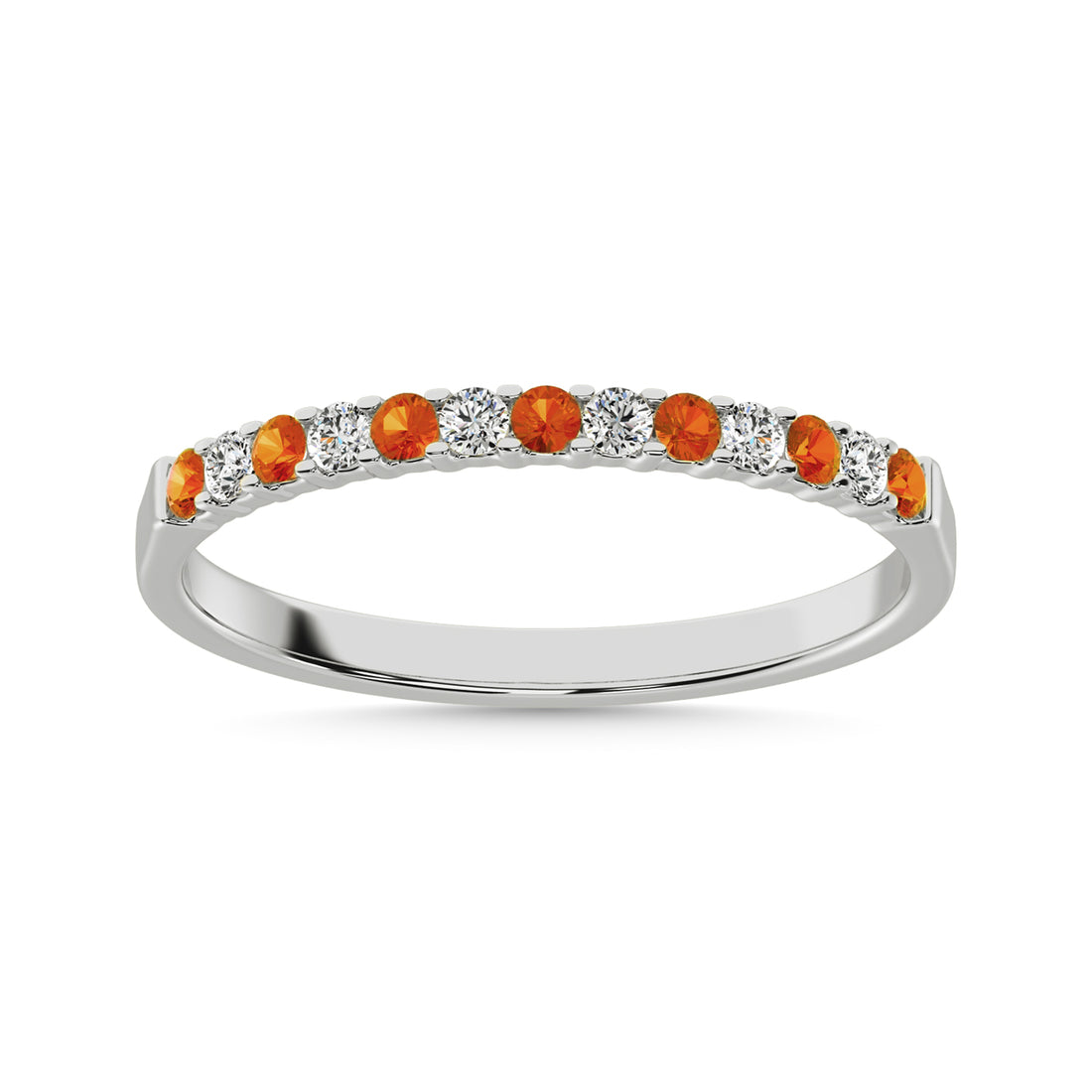 Diamond & Citrine Anniversary Stackable Ring In 14k White & Gold