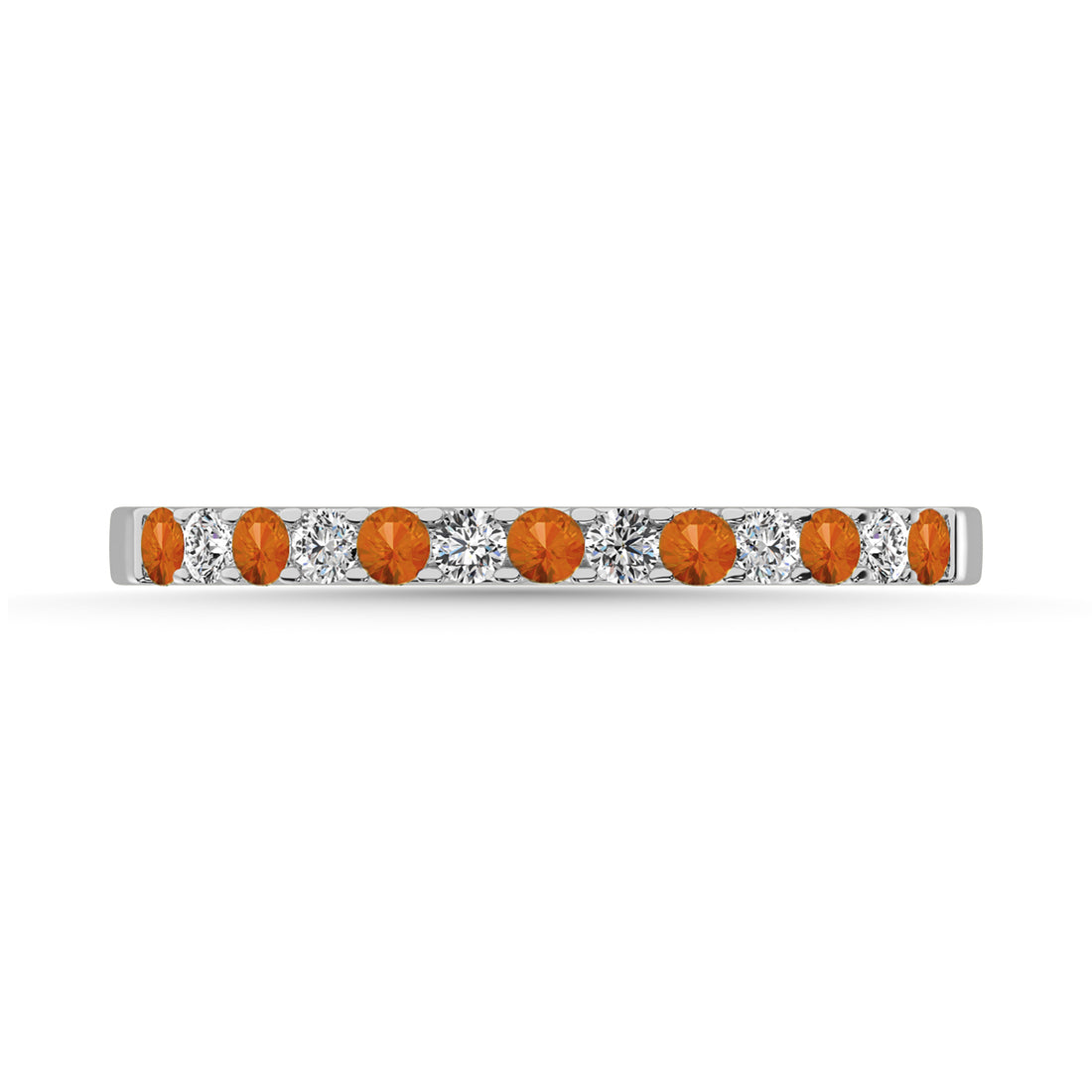 Diamond & Citrine Anniversary Stackable Ring In 14k White & Gold