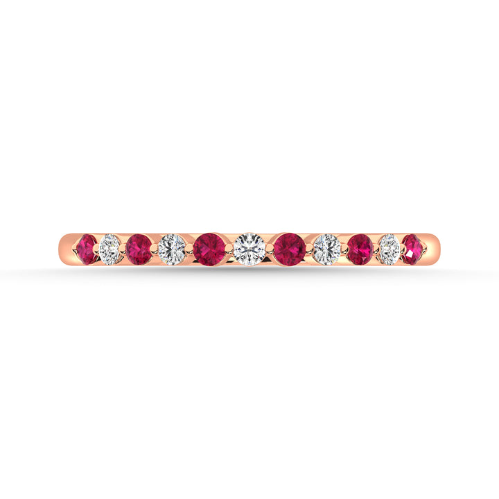 Diamond & Ruby Anniversary Stackable Ring In 14k Rose & Gold