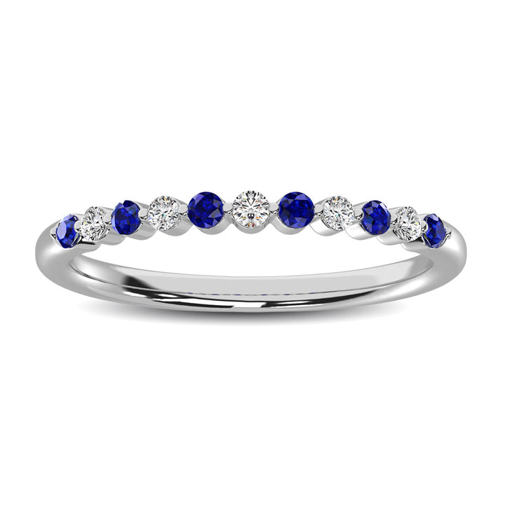 Diamond & Sapphire Anniversary Stackable Ring In 14k White & Gold