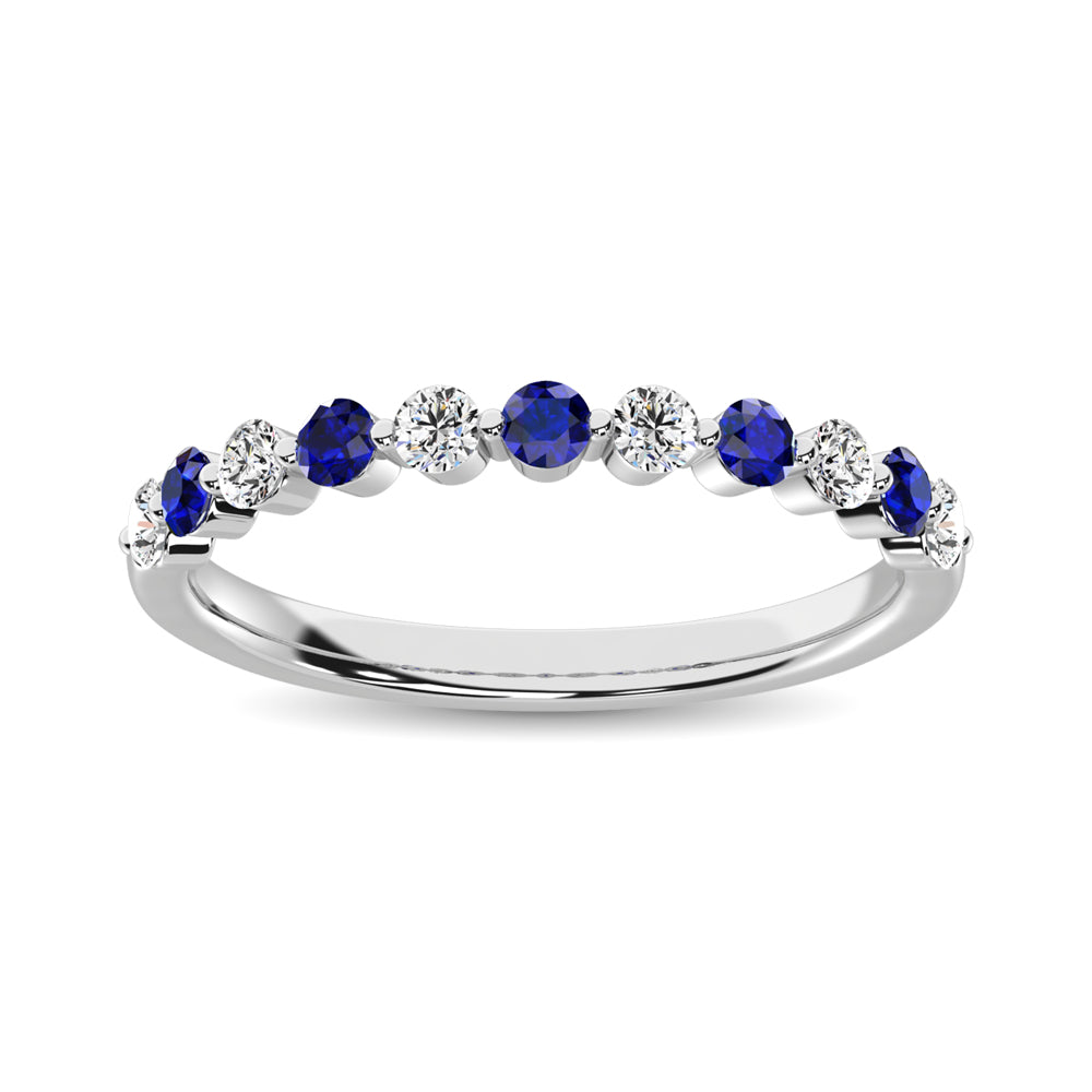 Diamond & Sapphire Anniversary Stackable Ring In 14k White & Gold