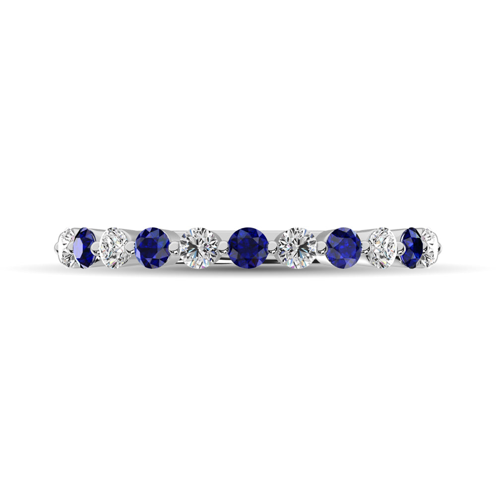 Diamond & Sapphire Anniversary Stackable Ring In 14k White & Gold