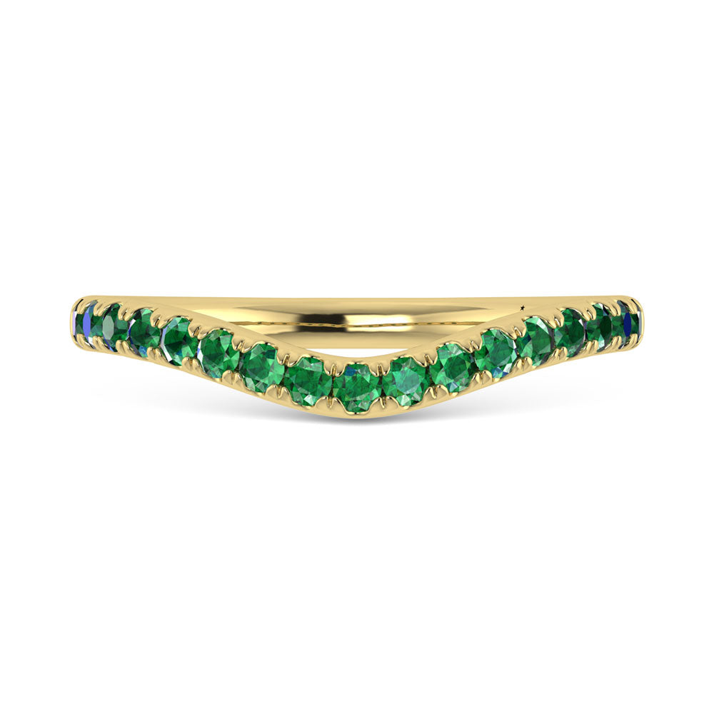 Emerald CurvedChevron Ring In 14k Yellow Gold