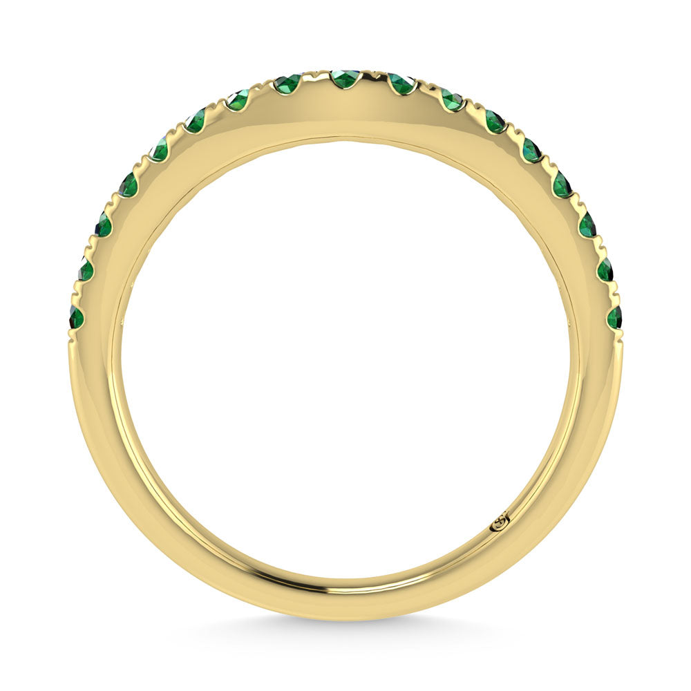 Emerald CurvedChevron Ring In 14k Yellow Gold