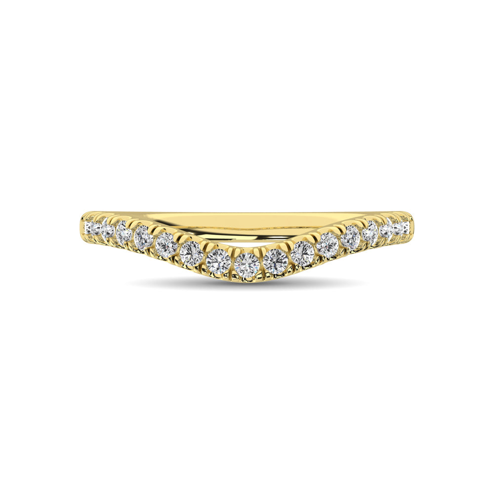 Diamond CurvedChevron Ring In 14k Yellow Gold