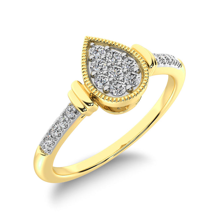 Diamond Pear Ring In 10k Yellow Gold (0.12 Ct.Tw.)