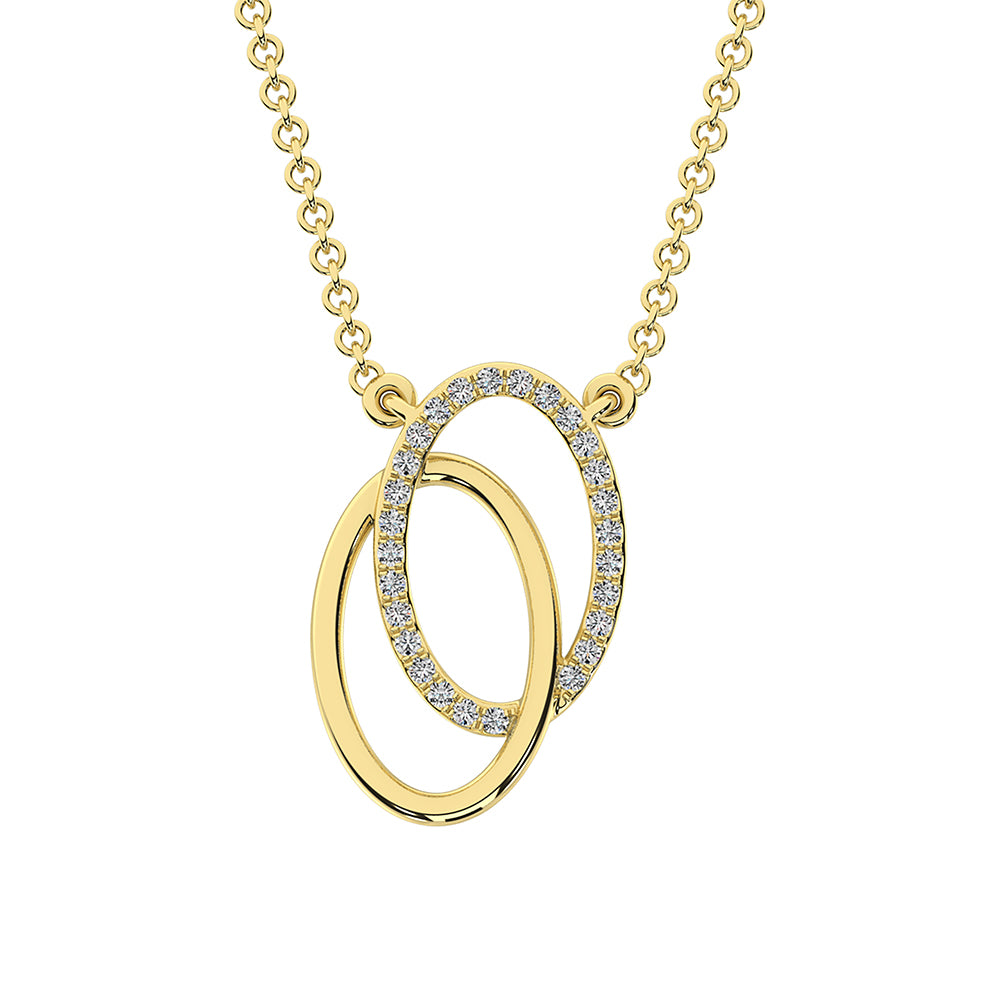 Diamond InterlinkedCircle Necklace In 10k Yellow Gold