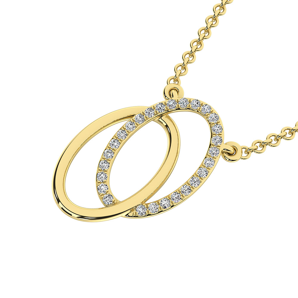 Diamond InterlinkedCircle Necklace In 10k Yellow Gold