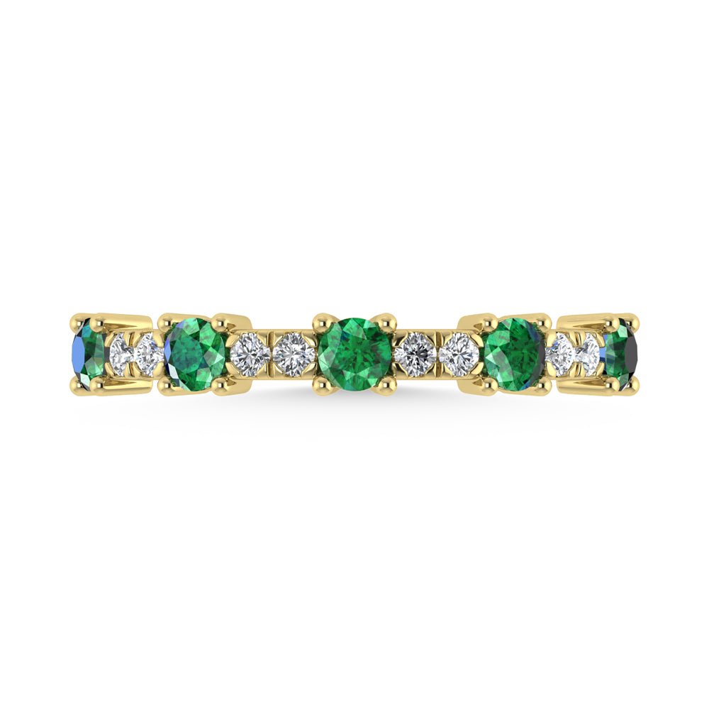 Diamond & Emerald Alternate Stackable Ring In 14k Yellow & Gold