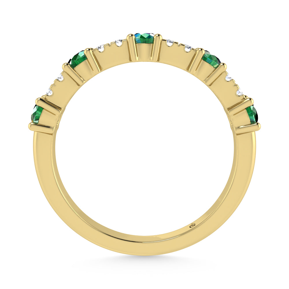 Diamond & Emerald Alternate Stackable Ring In 14k Yellow & Gold