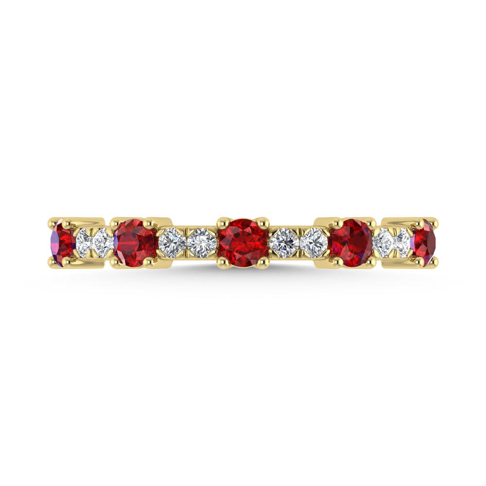 Diamond & Ruby Alternate Stackable Ring In 14k Yellow & Gold