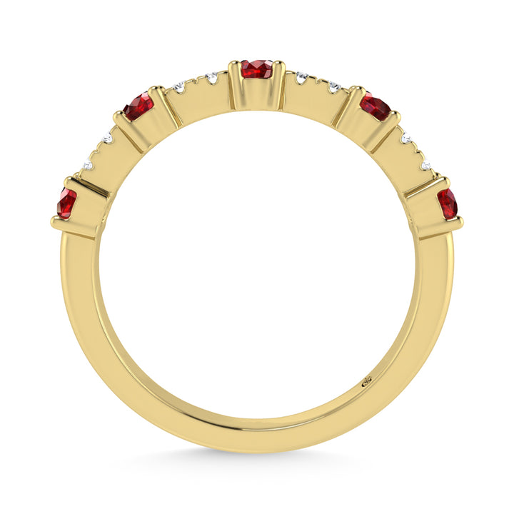 Diamond & Ruby Alternate Stackable Ring In 14k Yellow & Gold