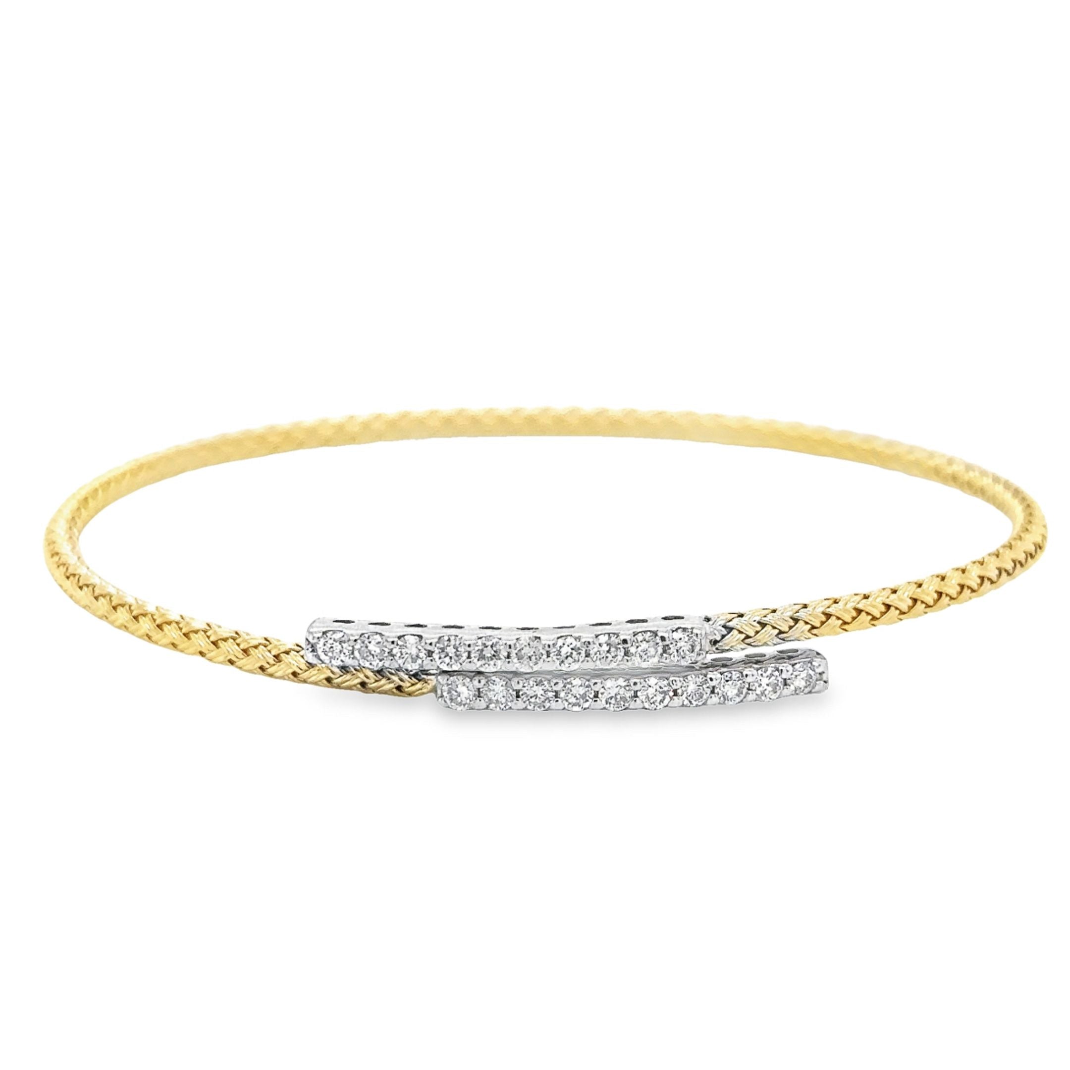 14K Italian Yellow Gold Diamond Flexible Bangle 0.66 TCW