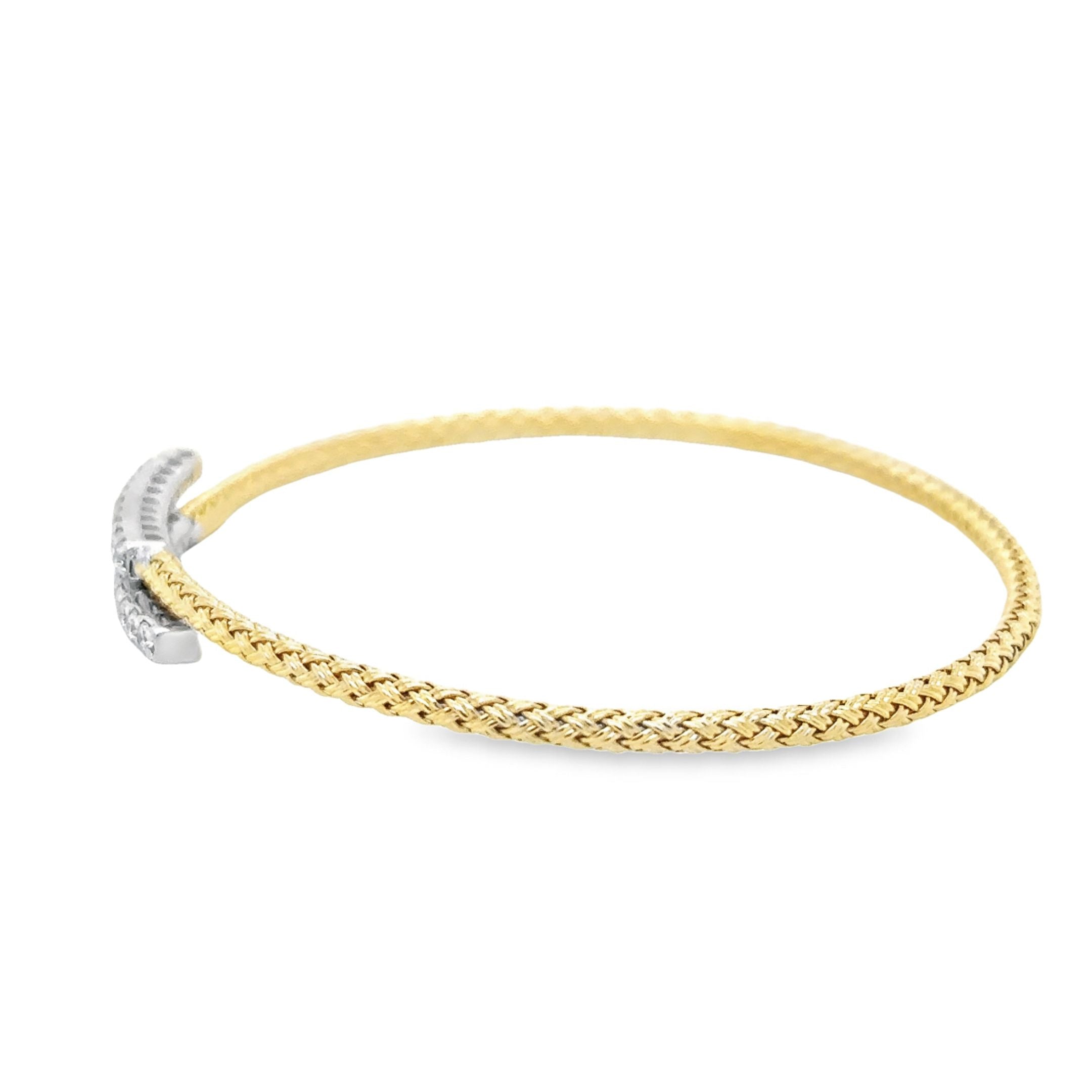 14K Italian Yellow Gold Diamond Flexible Bangle 0.66 TCW