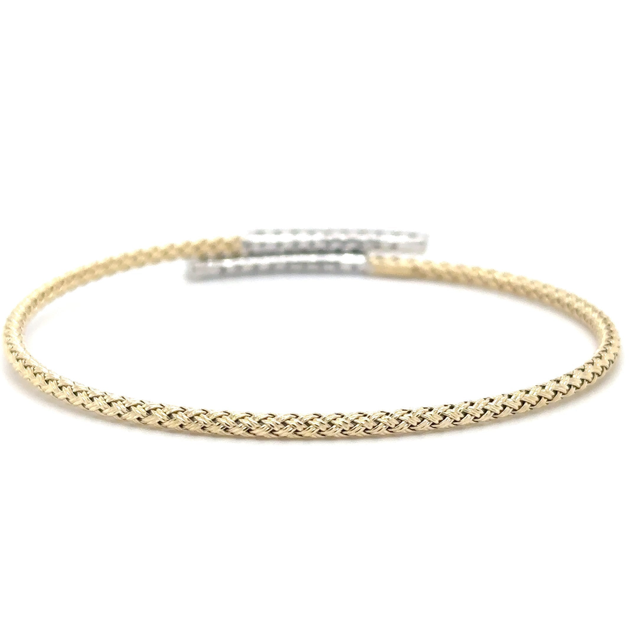 14K Italian Yellow Gold Diamond Flexible Bangle 0.66 TCW