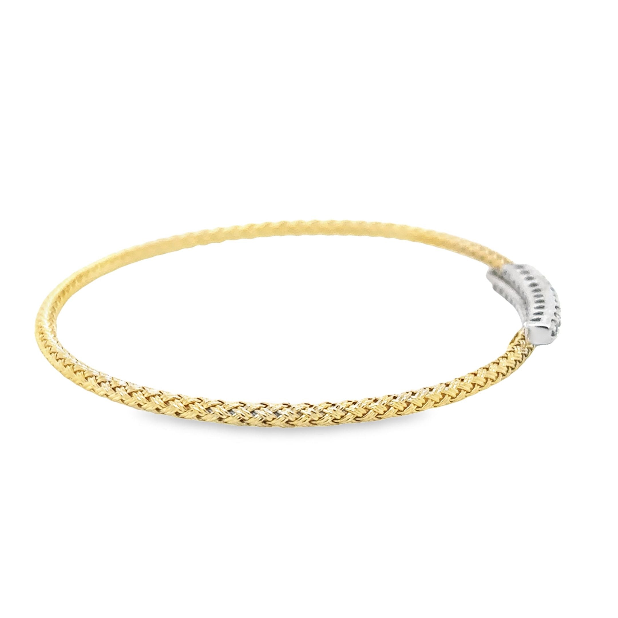 14K Italian Yellow Gold Diamond Flexible Bangle 0.66 TCW