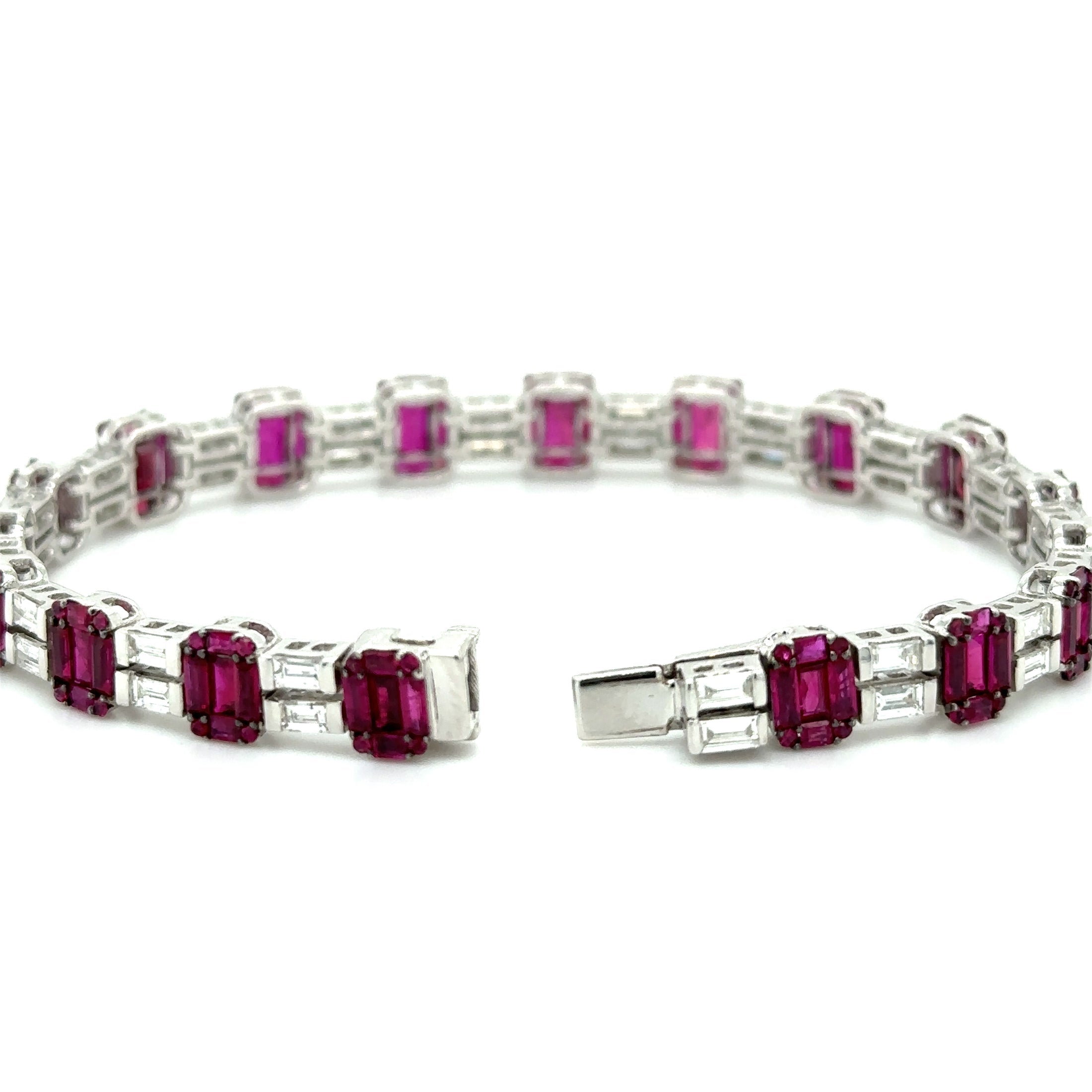 18K White Gold Ruby & Diamond Bracelet  11.22 TCW