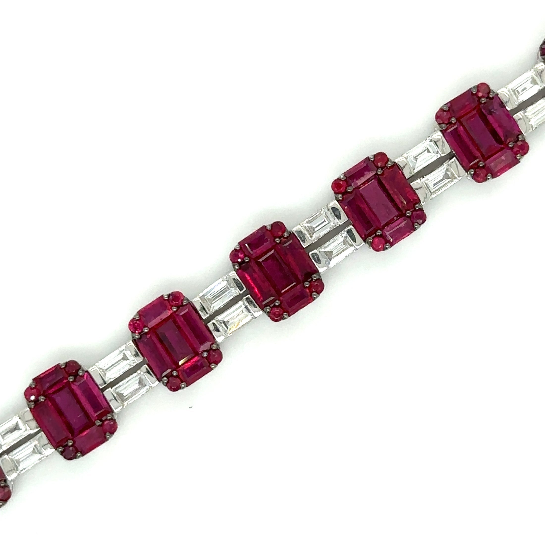 18K White Gold Ruby & Diamond Bracelet  11.22 TCW