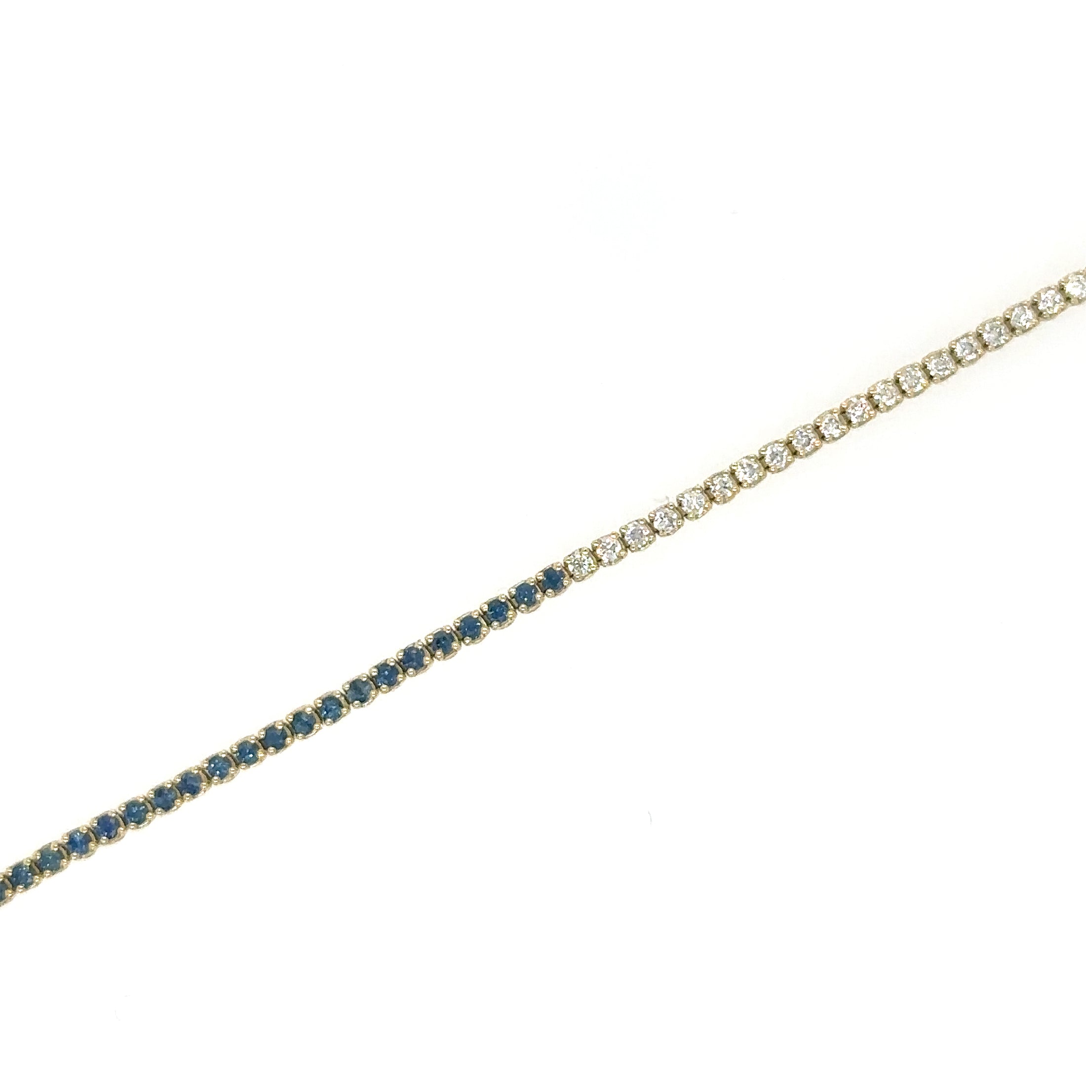 14K Yellow Gold Diamonds & Sapphire Tennis Bracelet  1.20 TCW