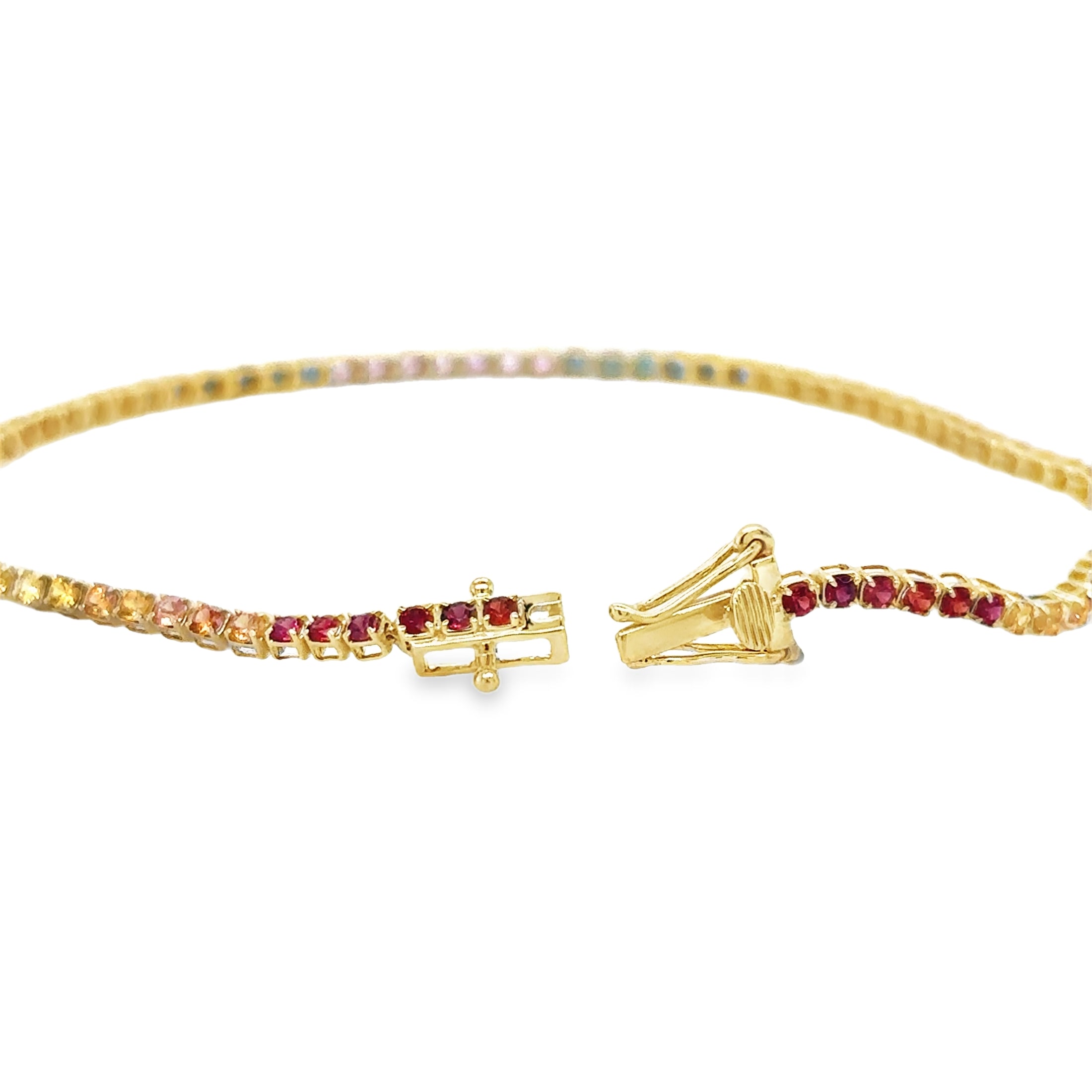 Pulsera Con Multi Zafiro De Oro Amarillo De 14 K De 7", 2.22CT