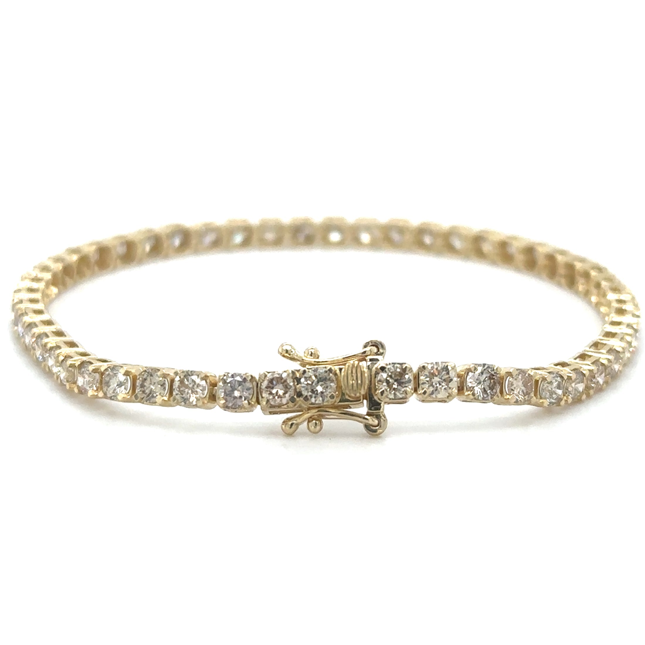 14K Yellow Gold Champagne Diamonds Tennis Bracelet  5.00 TCW