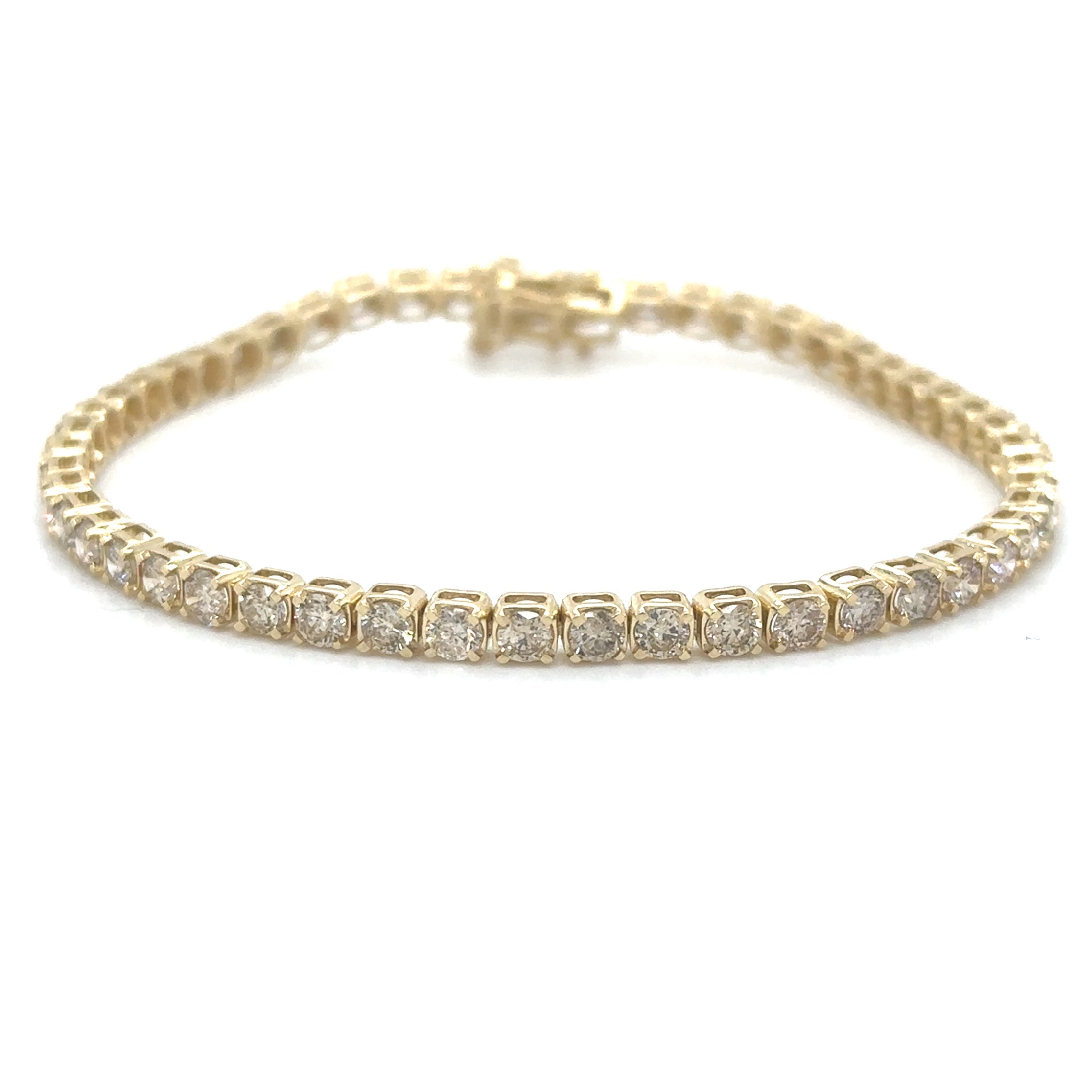 14K Yellow Gold Champagne Diamonds Tennis Bracelet  5.00 TCW