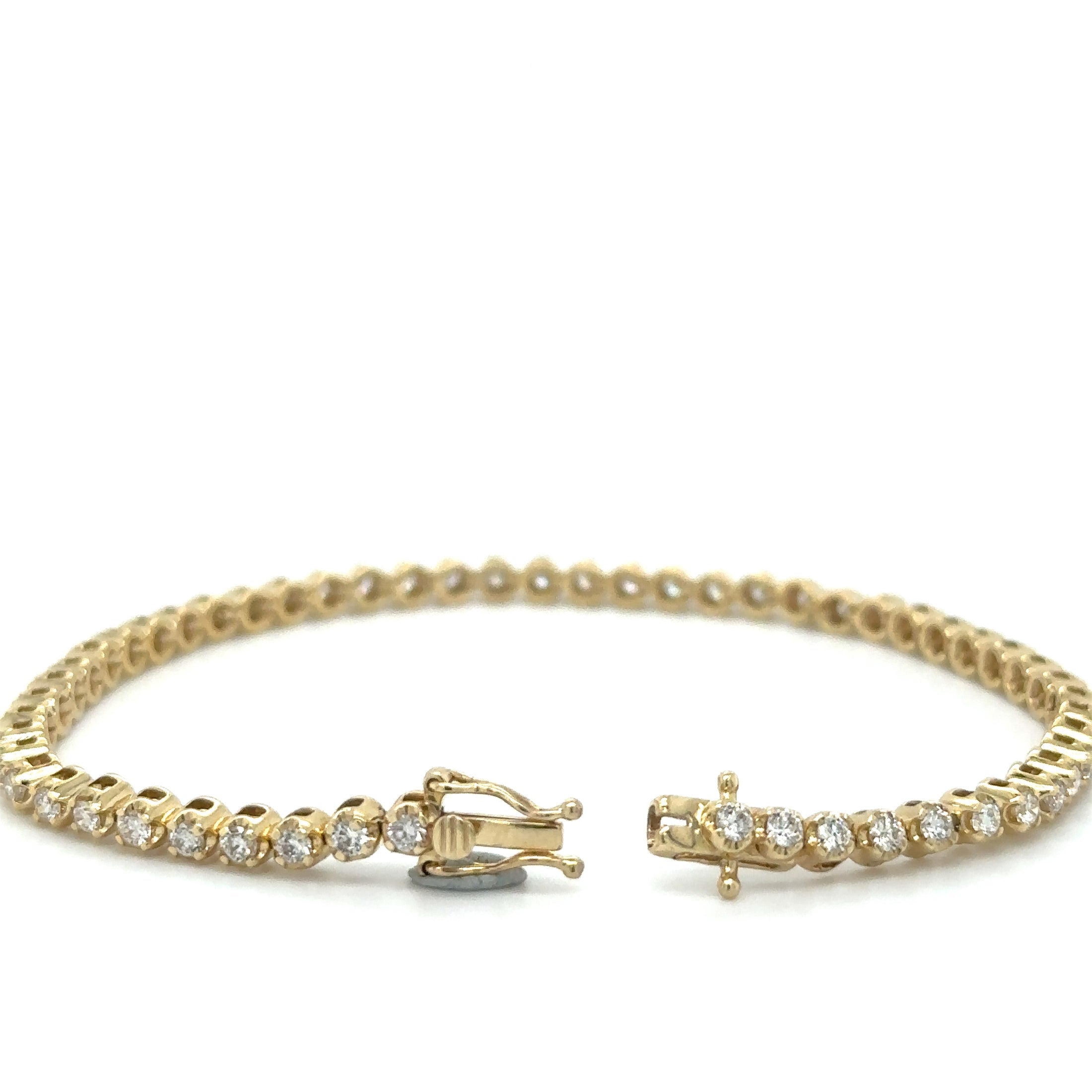 14K Yellow Gold Diamonds Tennis Bracelet  2.00 TCW